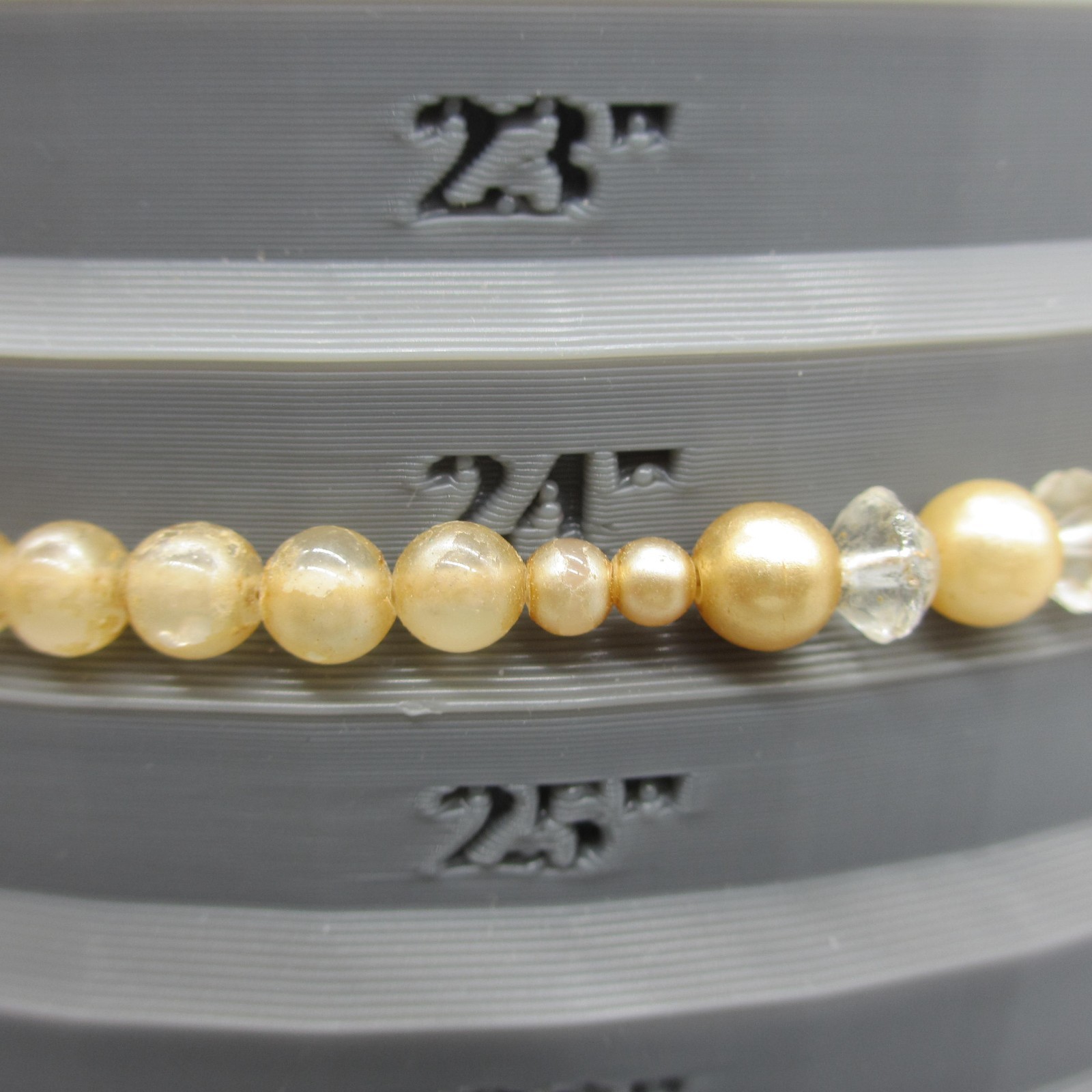 Vintage Glass Beaded Necklace Cream Peach White Brown 24 Inch