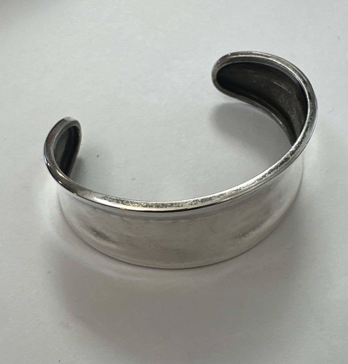 Vintage Sterling Silver Large Cuff Bracelet Slight Concave Shape StampFrom Mex