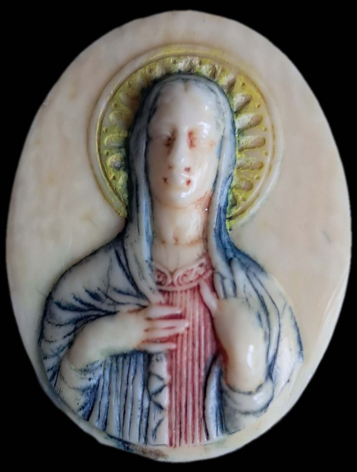 Fine Antique Art Nouveau Silver Gold Enamel Virgin Mary Madonna Pendant Ca 1900
