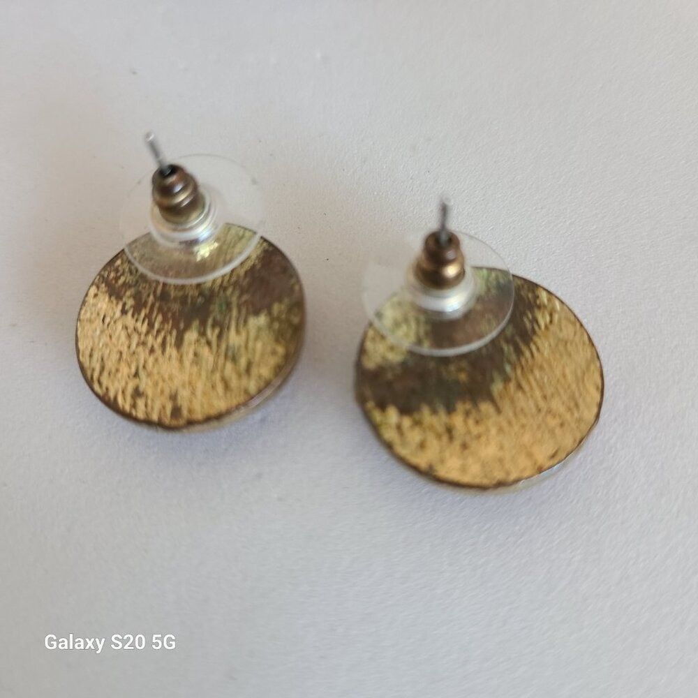 Unknown Brand Red w/Gold Trim Stud Vintage Earrings Ladies Business Casual