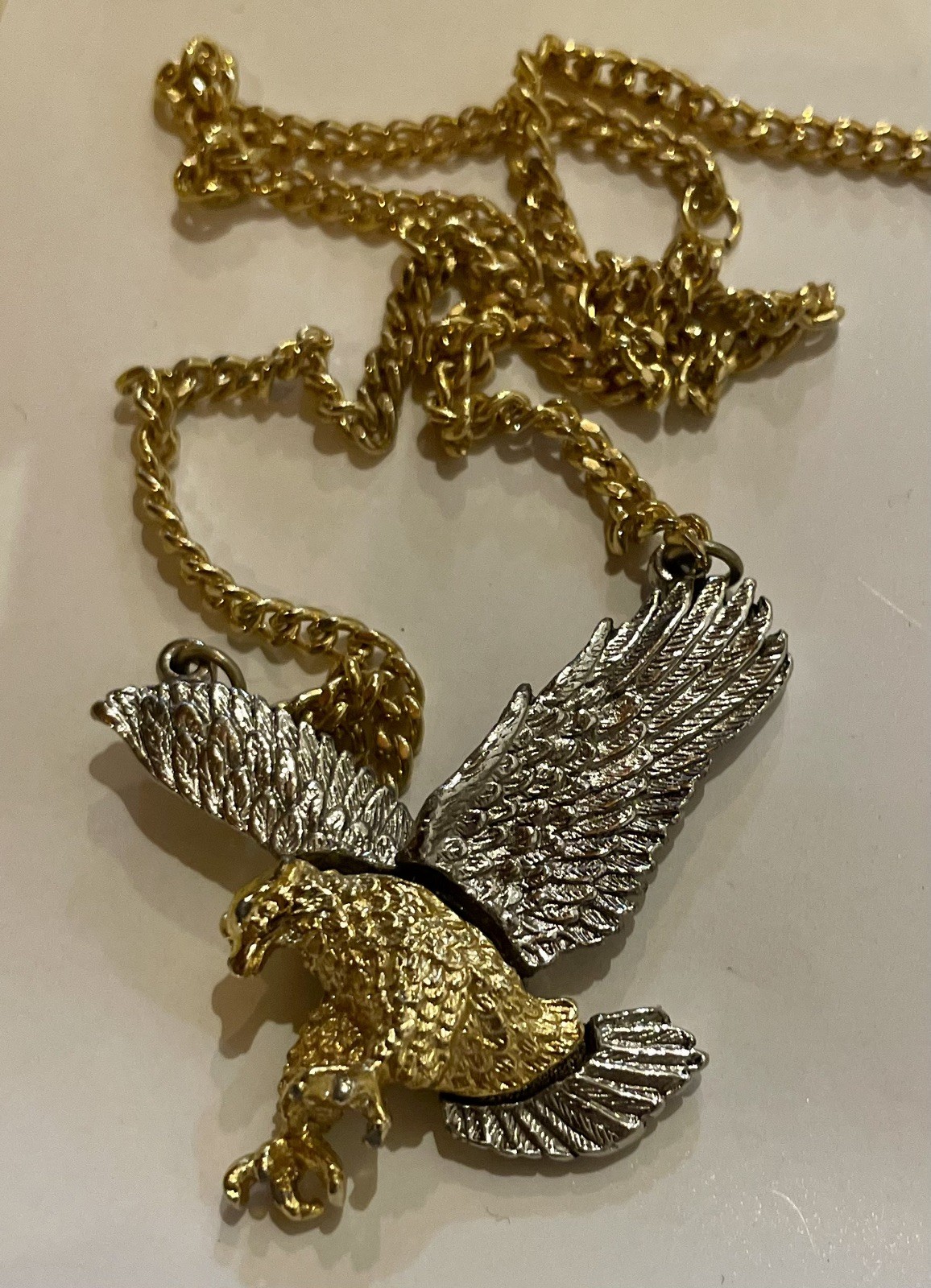 Vintage Gold Tone silver tone Mens Eagle Necklace Pendant with Chain (no clasp)