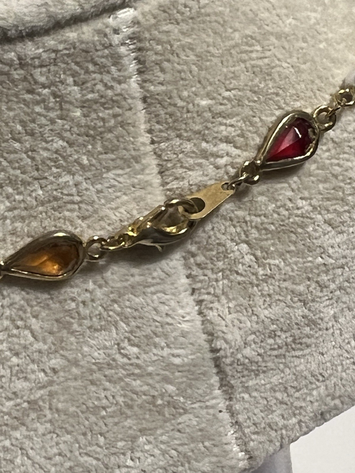 Vintage Multicolor Acrylic Crystal Station Necklace Gold Tone 24”