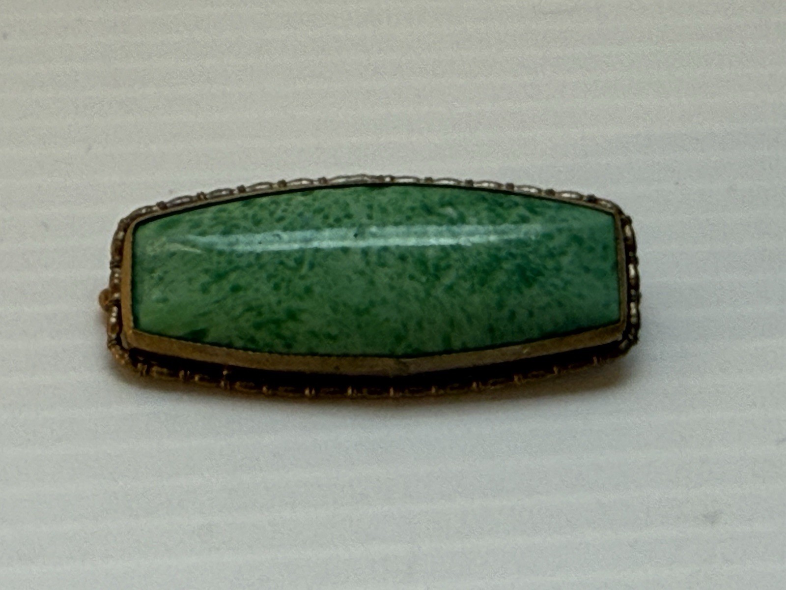 Vintage Mid-Century Peking Glass Brooch Art Nouveau Revival Style Signed Goldton