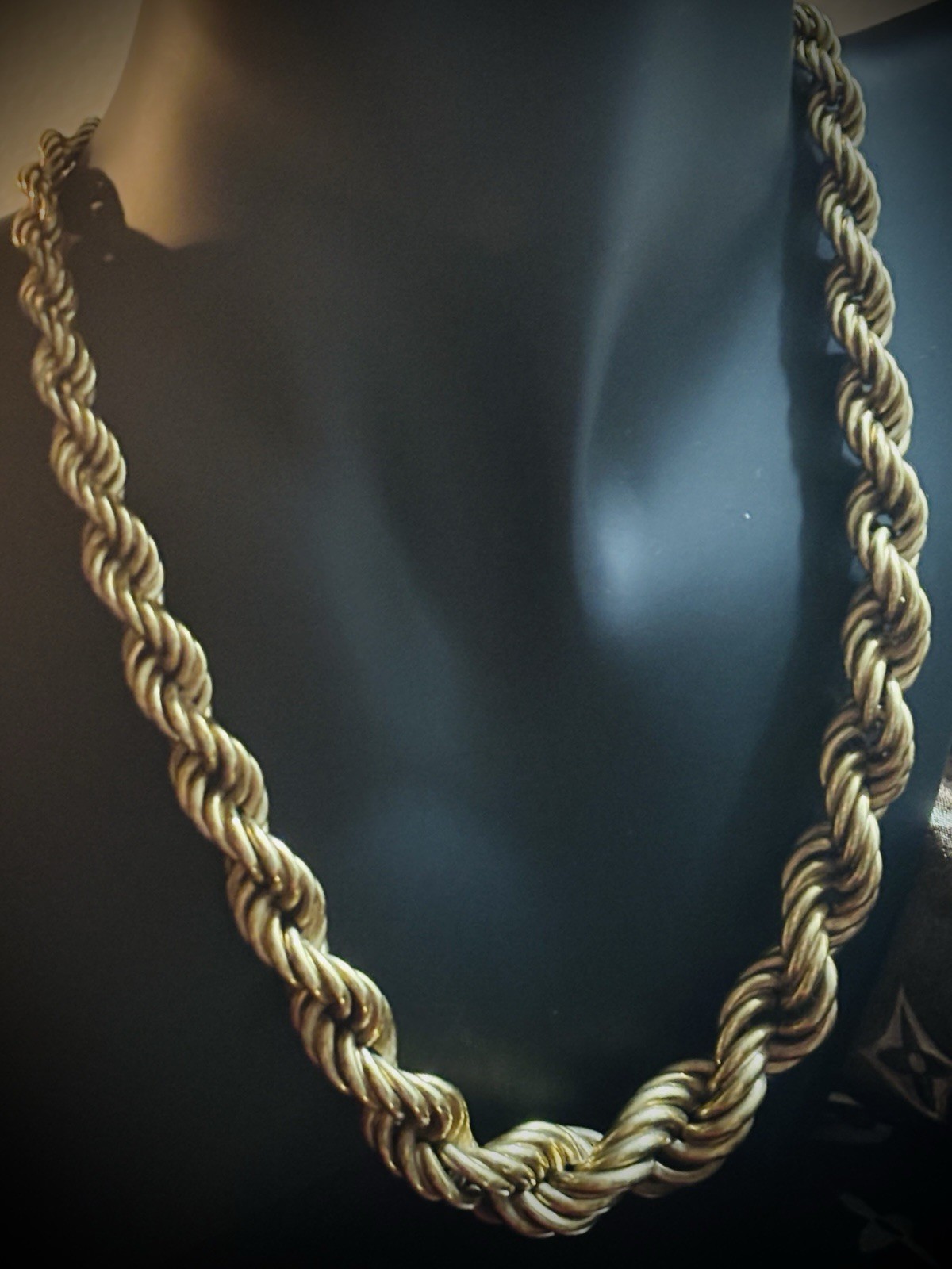 14k “Dookie” Chain Italian Gold Graduated, Double-Twist-Rope Vtg 16in necklace