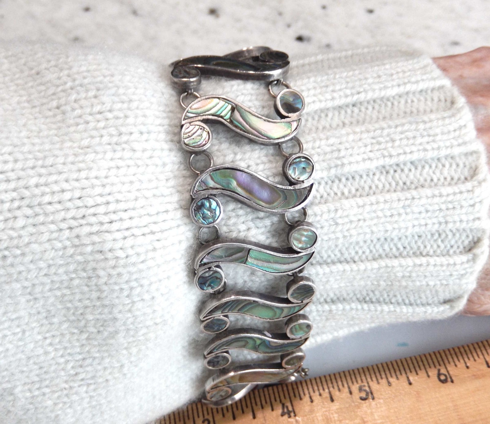 Deco Taxco 980 Silver Bracelet w/ Abalone 98% Silver