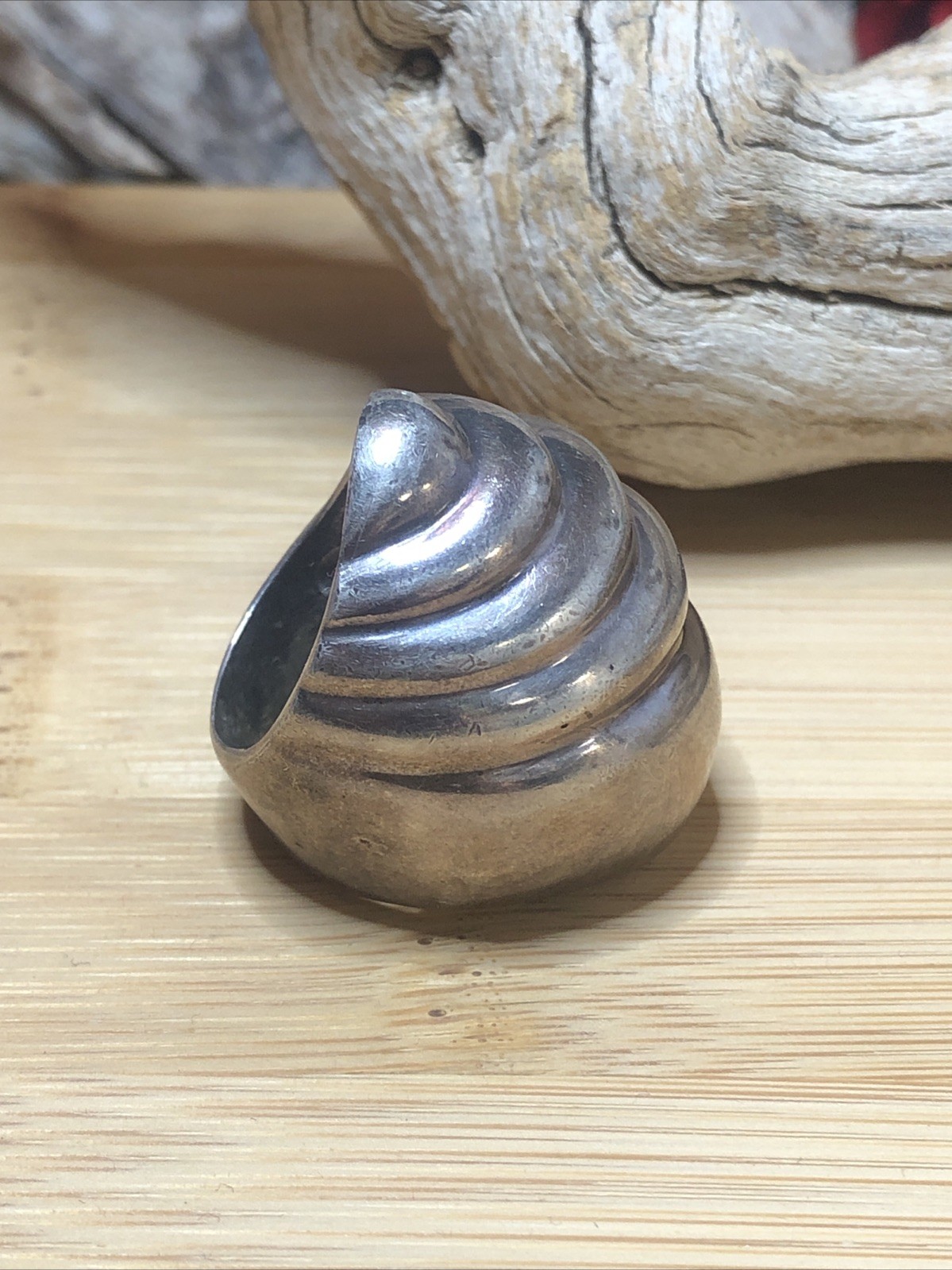 b51. Vintage AVM TAXCO Sterling Silver Rapa Shell Ring Size 6.75, 25.7g.Mex