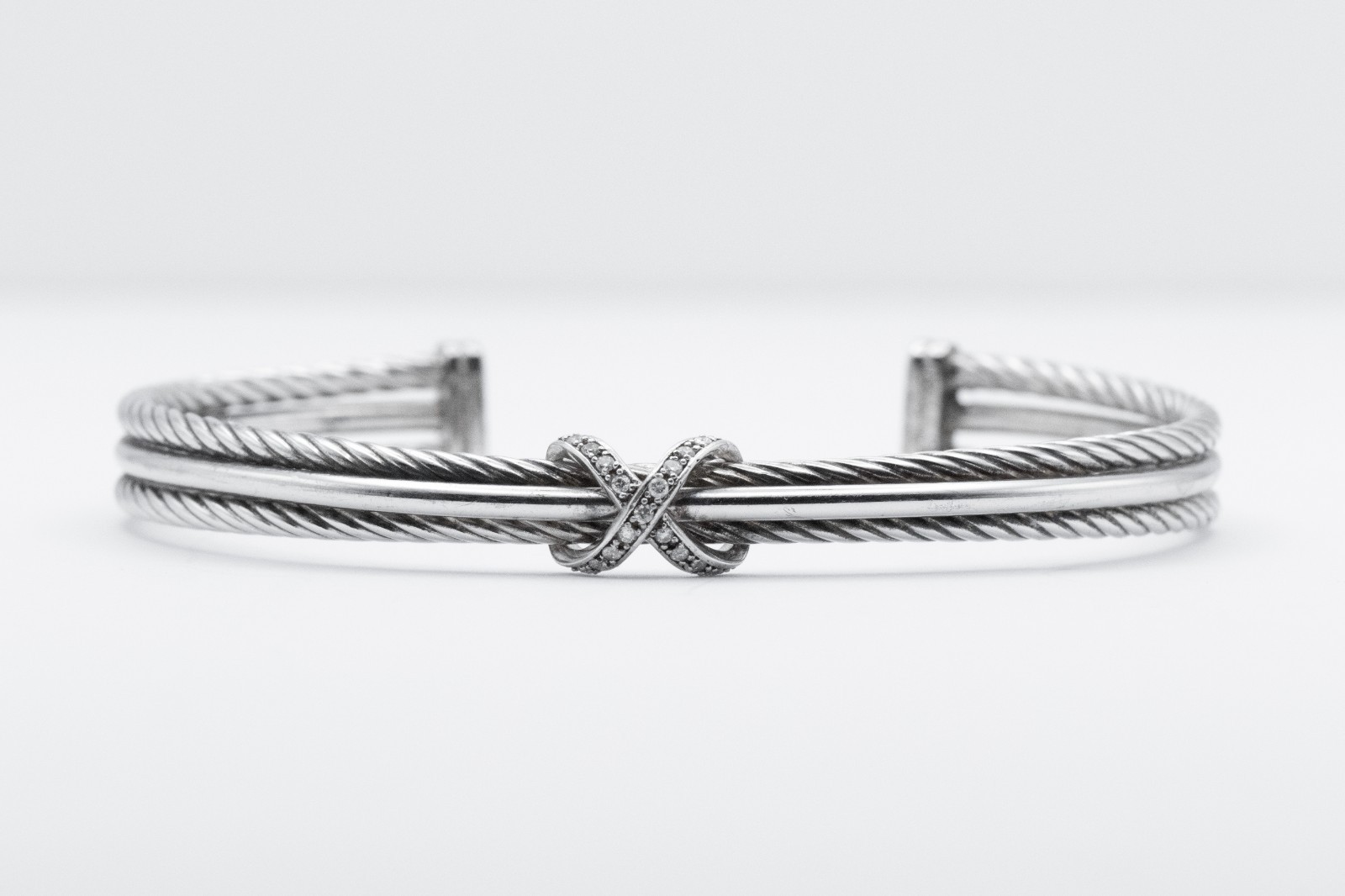 DY Style Sterling Silver Cable Cuff Bracelet Bangle 925 CTJ 15.16g