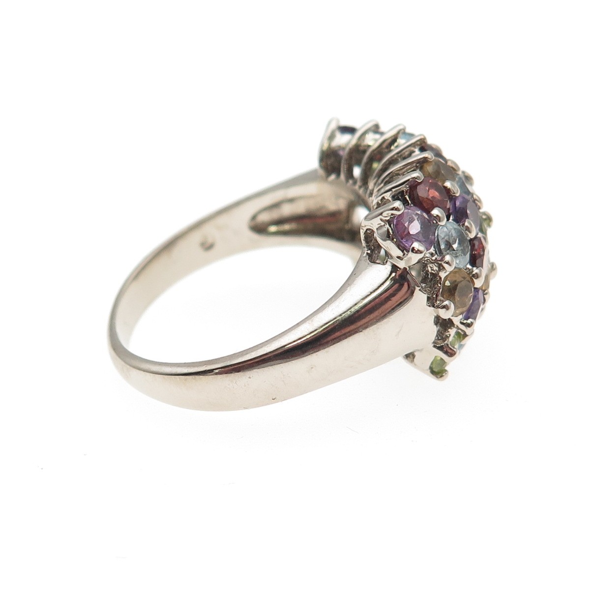 DBJ Dee Berkle 925 Sterling Silver Vintage Real Multi-Color Gem Ring Size 9
