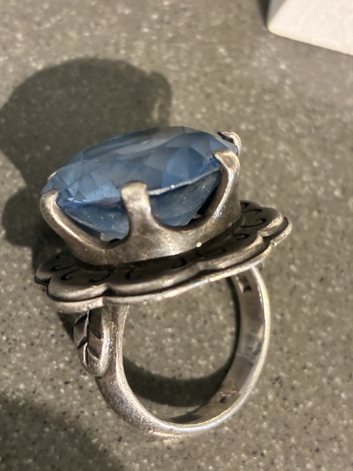 VTG TAXCO MEXICO 925 STERLING SILVER LARGE BLUE SPINEL RING 11.6g SIZE 5