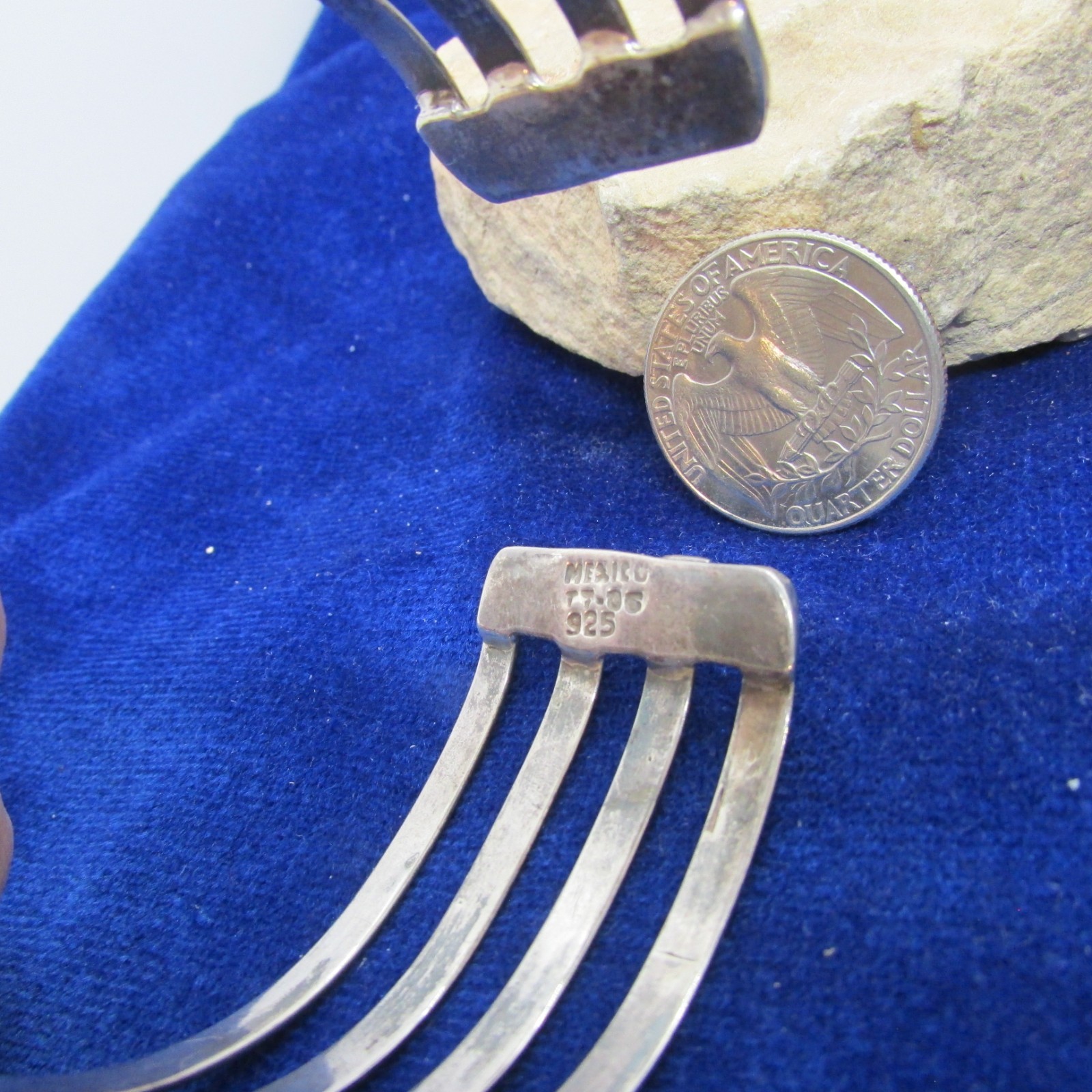 VINTAGE MEXICAN 4 BAND STERLING CUFF SIGNED MEXICO TT – 06 925