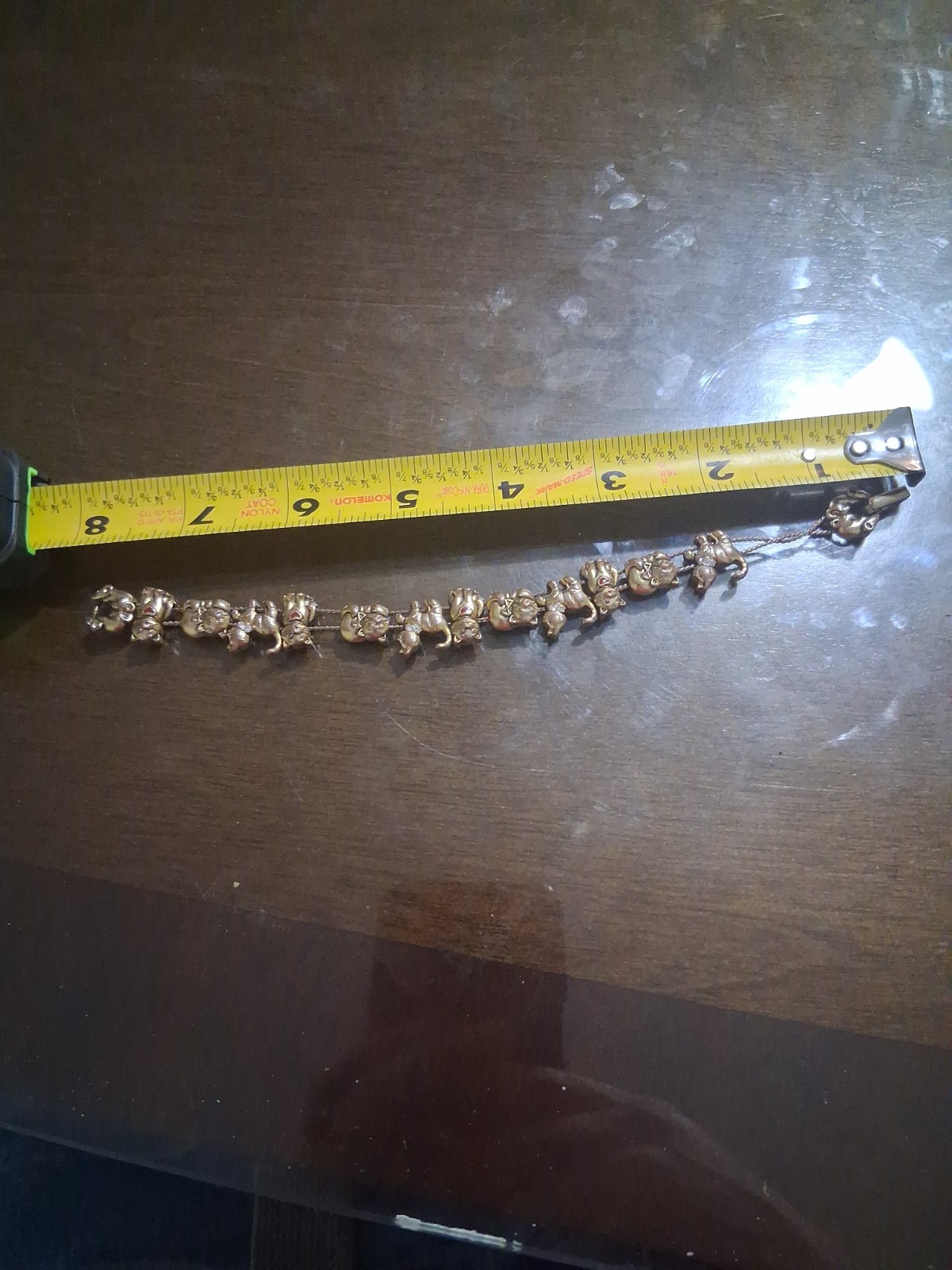 Vintage Avon Kitty Cat Slide Charm Rhinestone Bracelet ~ Gold Tone