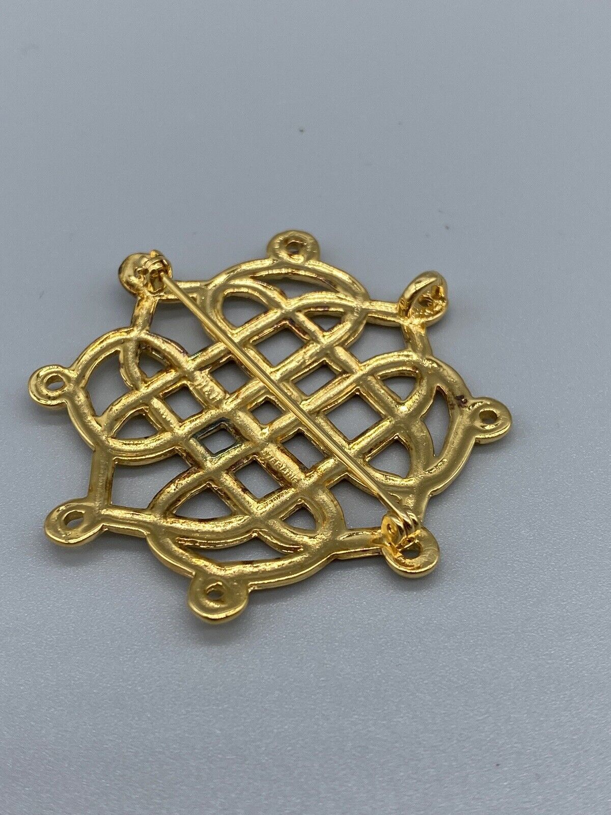 VTG H & H Sterling Gold Plated Celtic Knot Brooch Pin Pendant Hand and Hammer