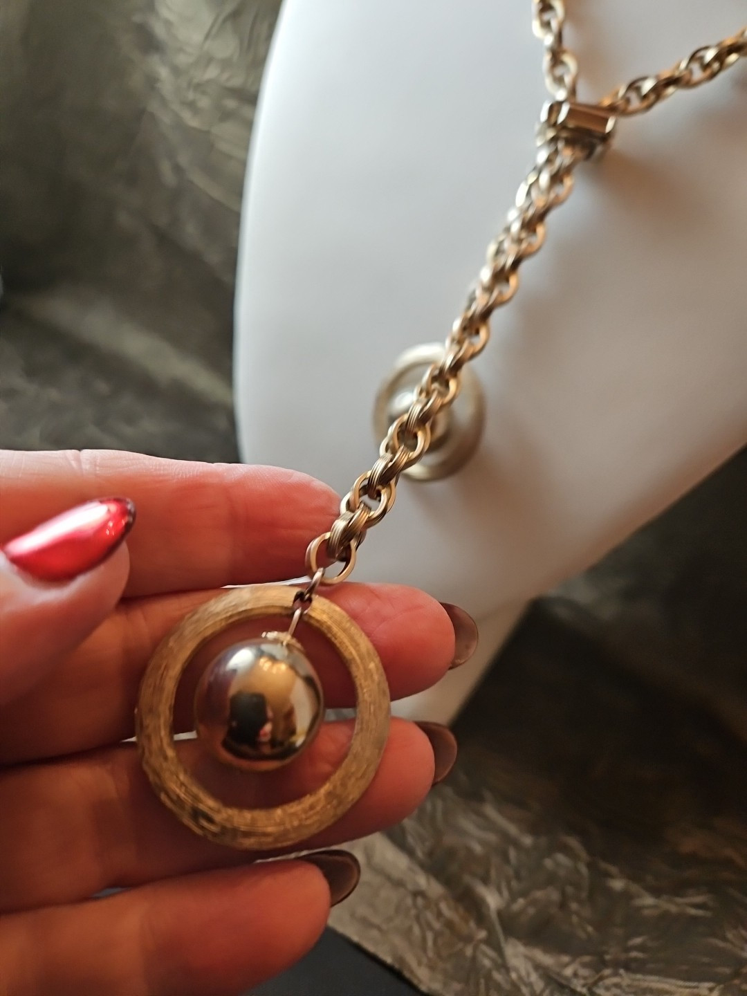 BOLERO LARIATE SLIDE NECKLACE Tassles of Orbitting Planets Mid-Century MCM 50s