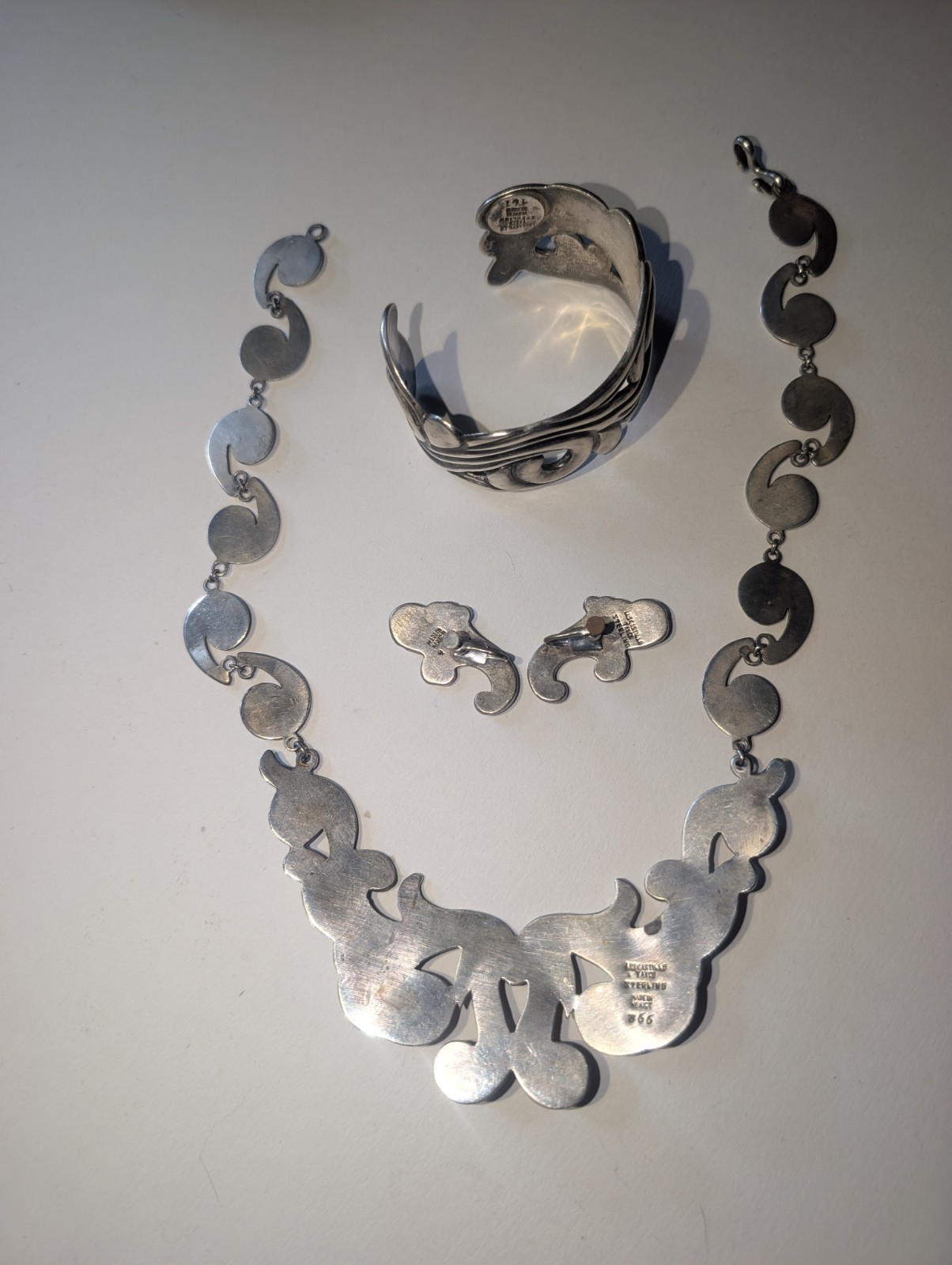 Los Castillo Taxco Sterling Silver Necklace Bracelet Earring Set #366 #461 #475