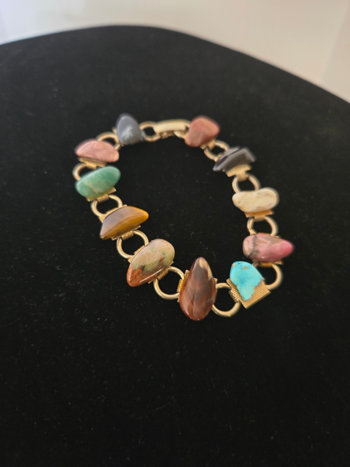 Vintage Various Small Stones Wrist Link Bracelet 7”