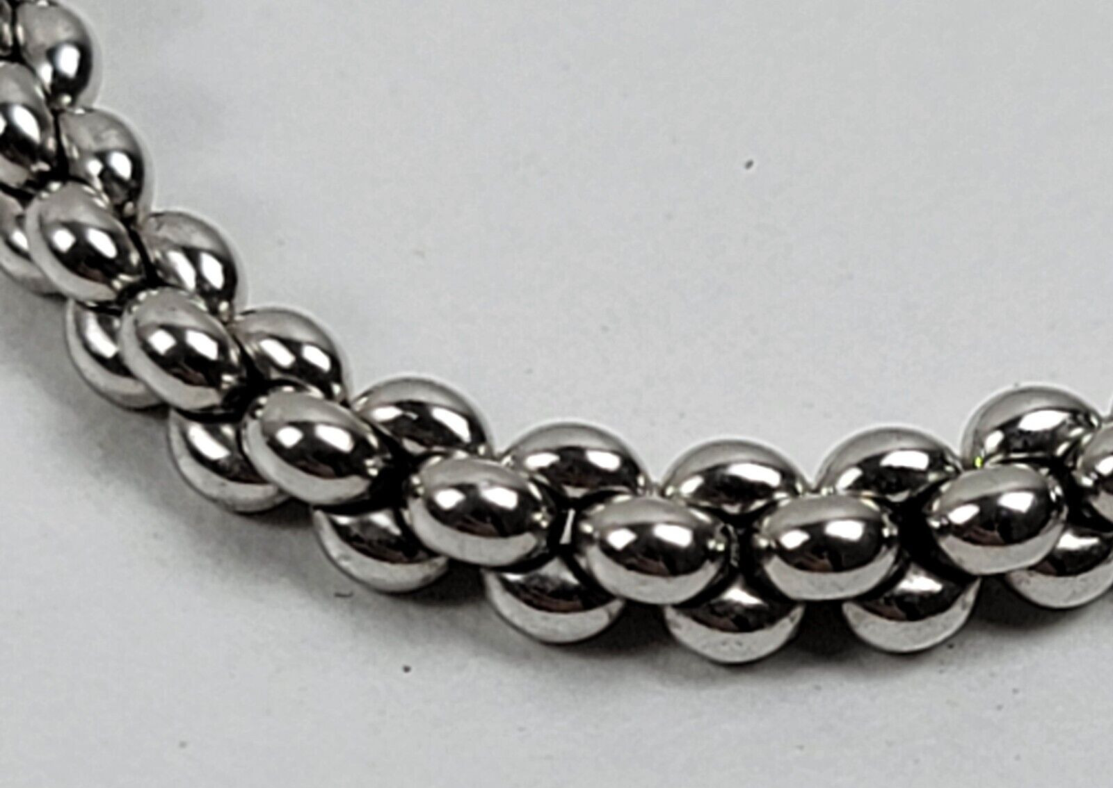 Vintage Signed MONET Silver-Tone Ball Bead Chain Necklace 16.5 In Lobster Clasp