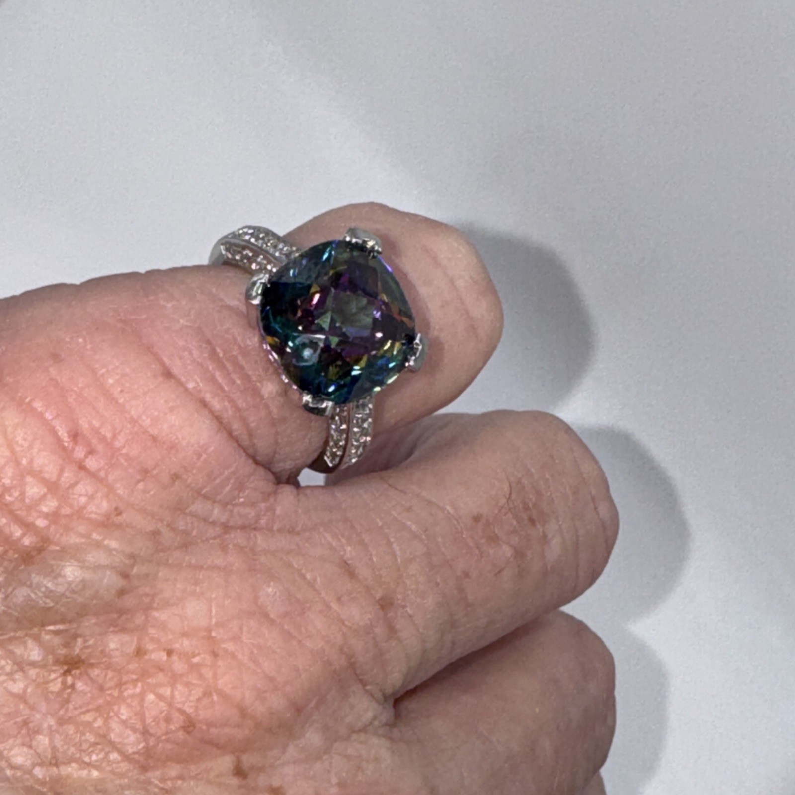 Large Square Cushion Cut Mystic Topaz Sz7.5. 925 Sterling. 06260030SC