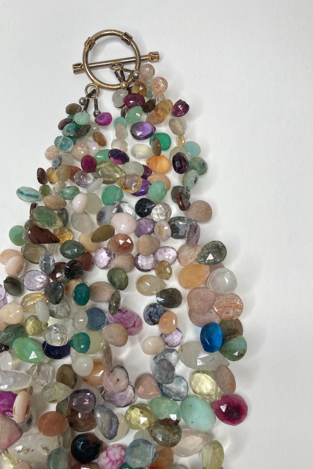 2 Multi-Colored & Multi-Strand Faceted Natural Crystal Bead Necklaces 17” & 18”