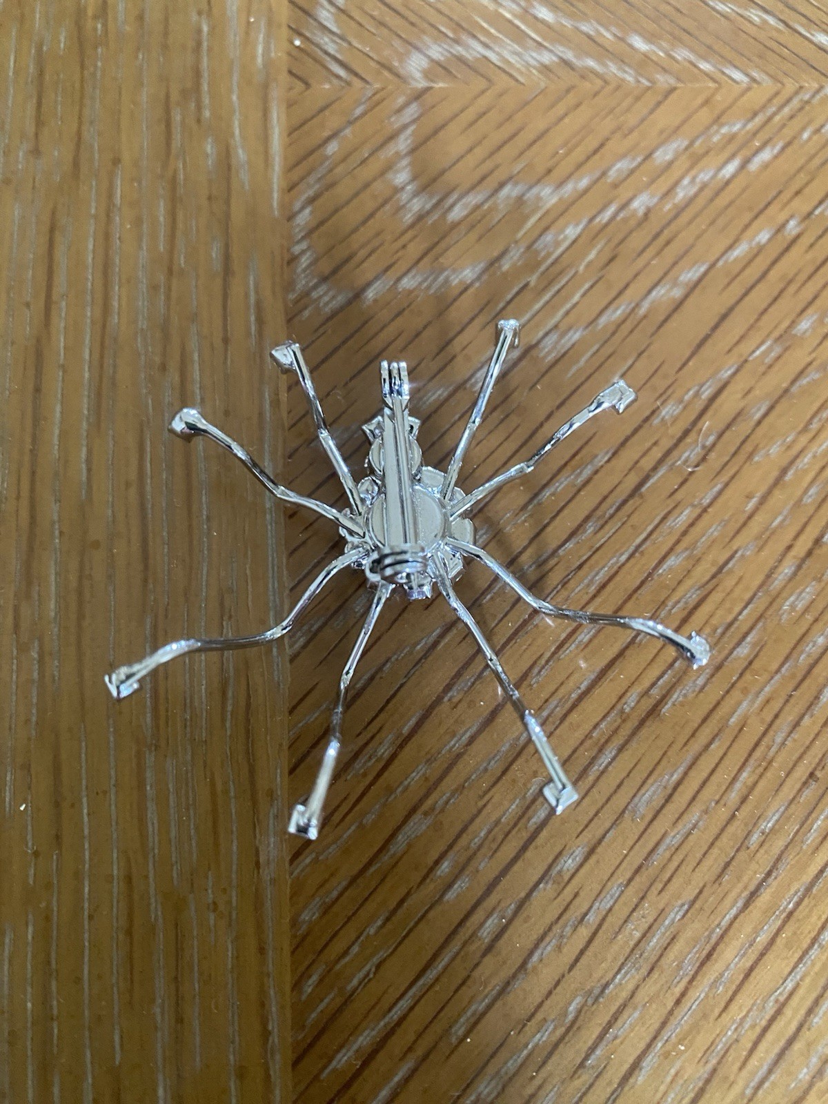 VINTAGE ESTATE SILVER TONE BROOCH PAVE RHINESTONE RED EYES SPIDER BUG PIN