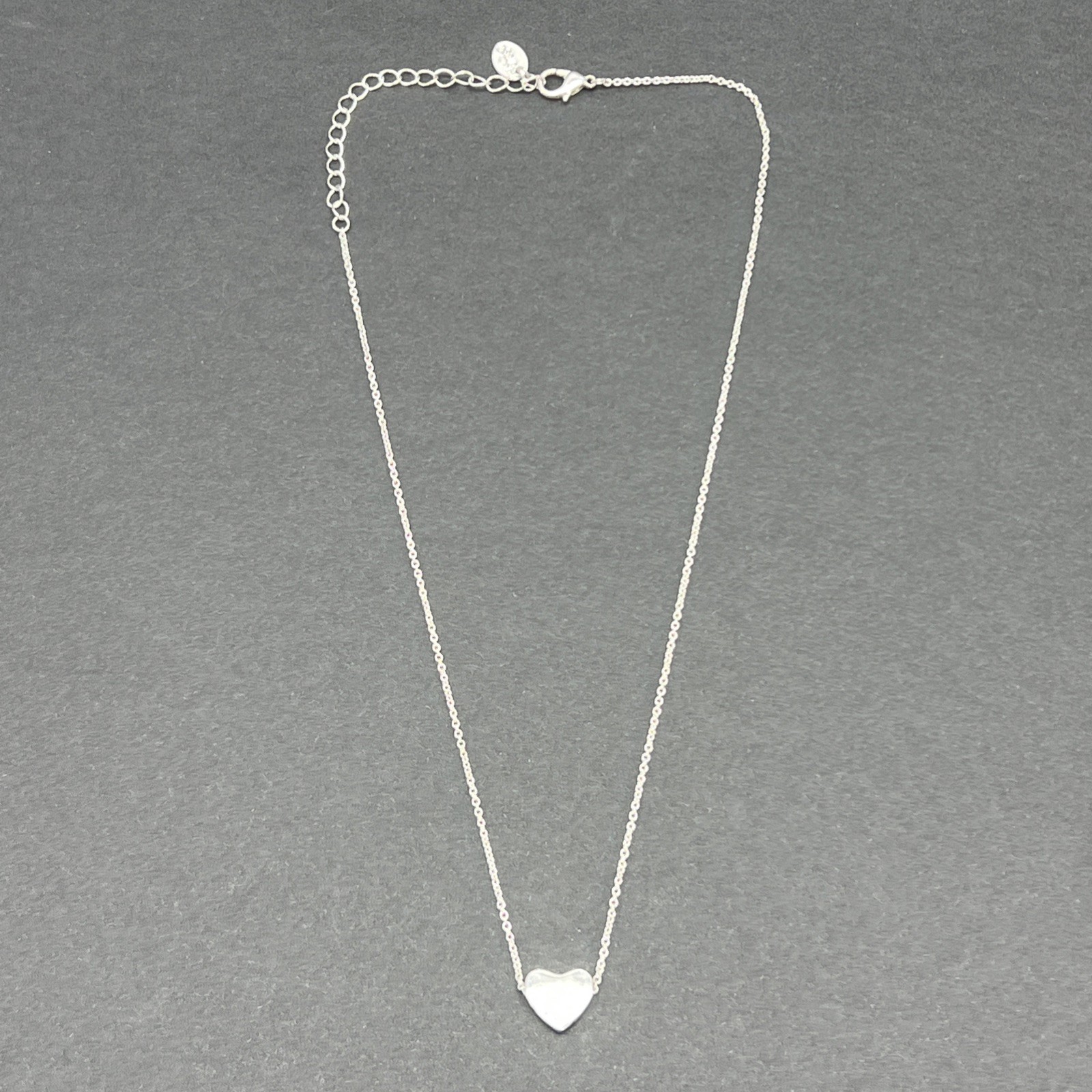 Claire’s MIDDLE SIS Sliding Heart Pendant Necklace Vintage Silver Tone 18”