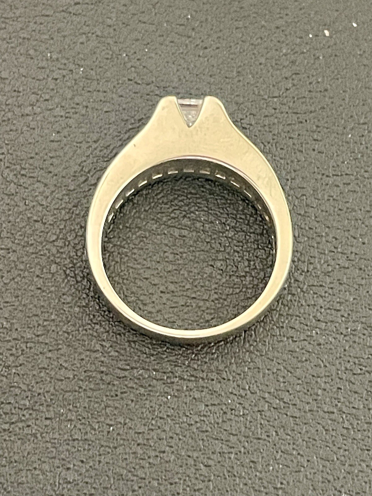 14k White Gold 1.20CTW (1/2CT Center) Princess Cut Diamond Ring (A53)