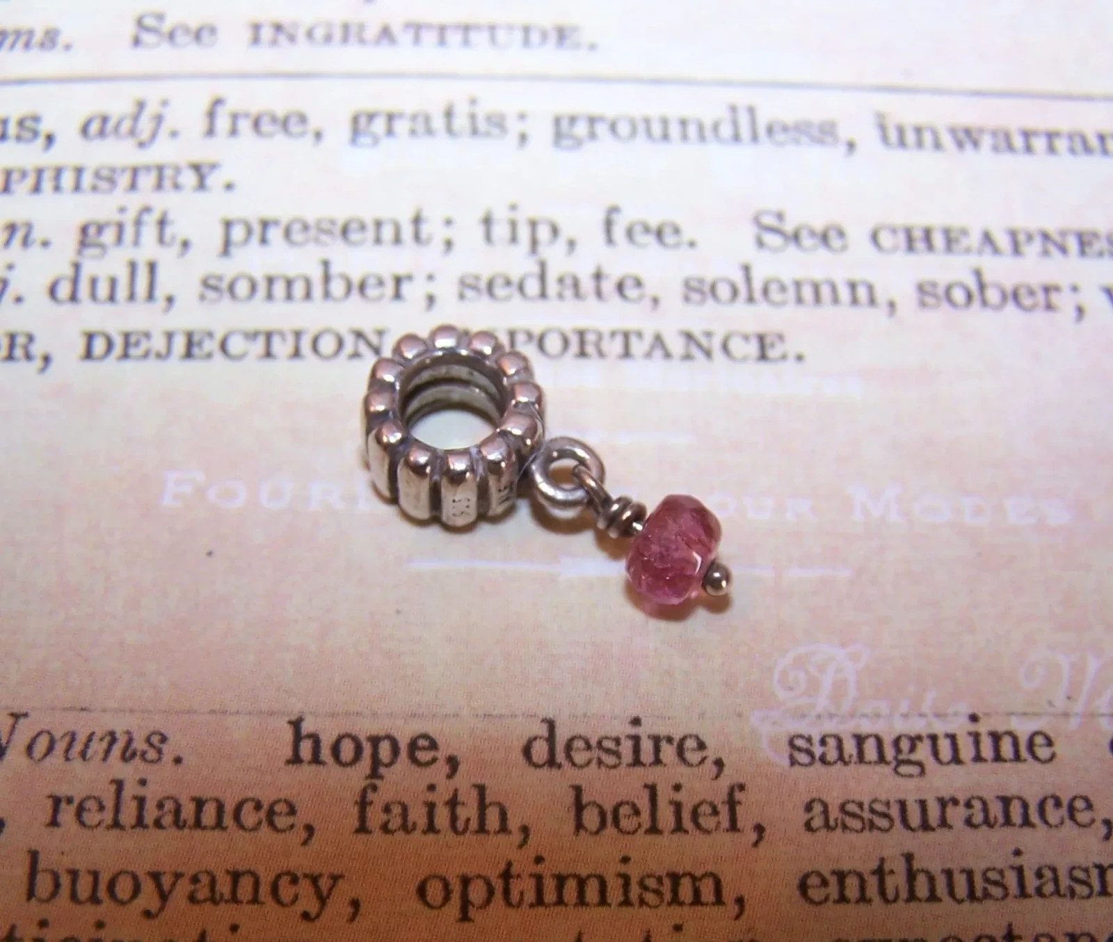 PANDORA Sterling Silver Pink Tourmaline October Birthstone Dangle Charm 790166