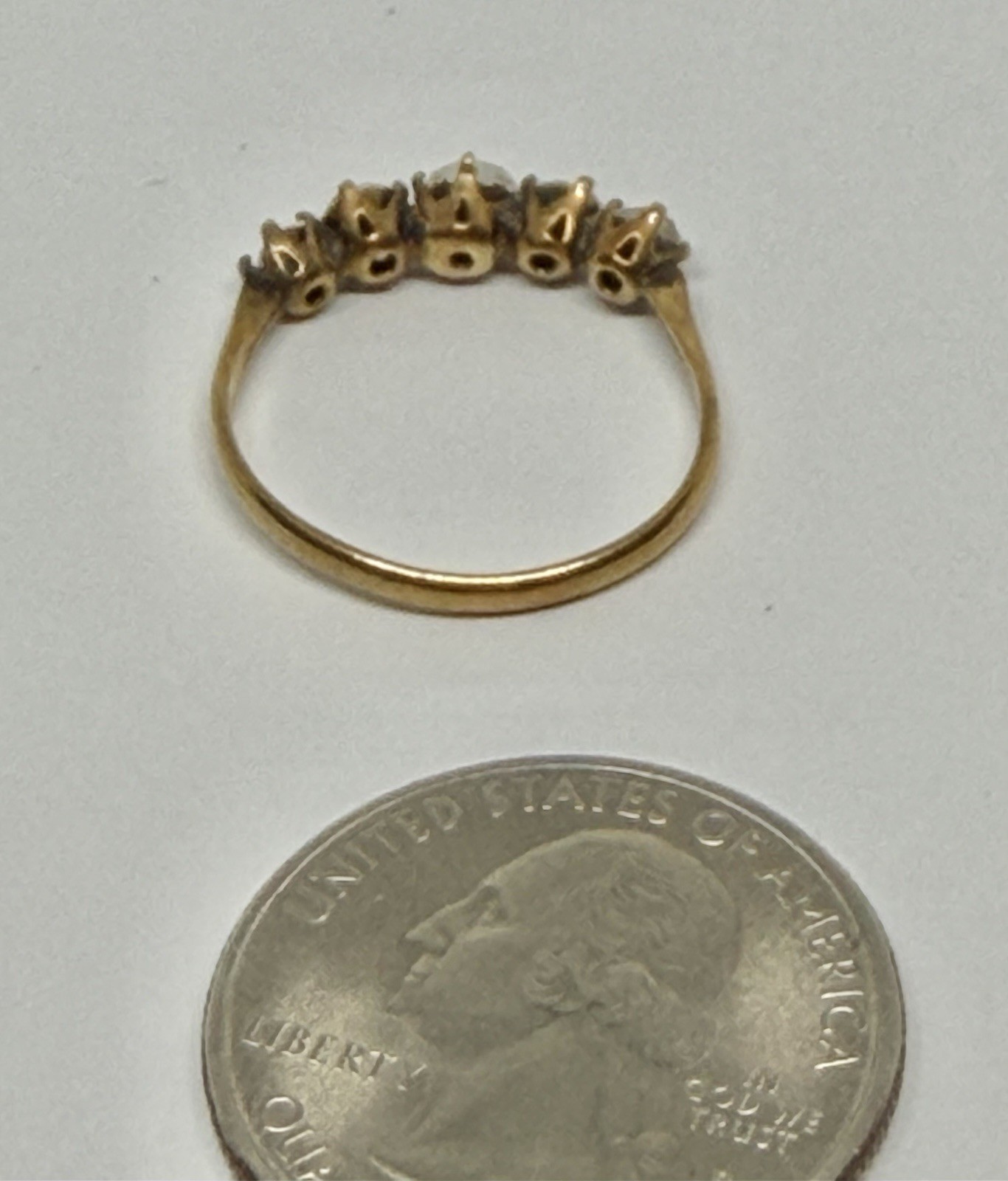 Vintage Retro Era 5 Paste Stones Goldtone Gilt Metal Sz 7 1/4