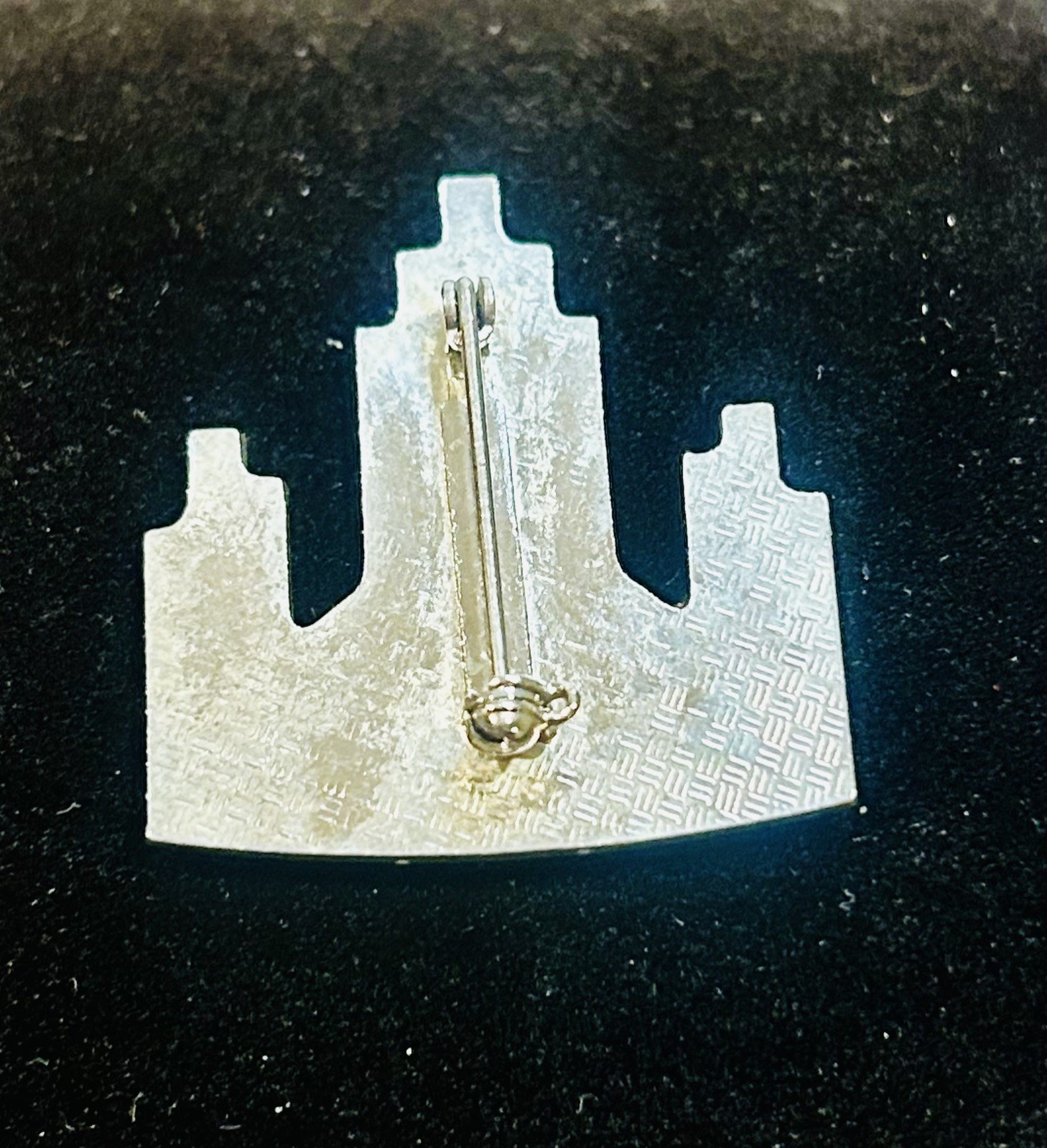 Pierre Bex Inspired Art Deco Style Green Gold Black Vintage Brooch Pin Buildings
