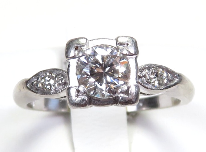 Antique 1920’s Diamond Engagement Platinum Ring Size 6 UK-L1/2 EGL USA Art Deco