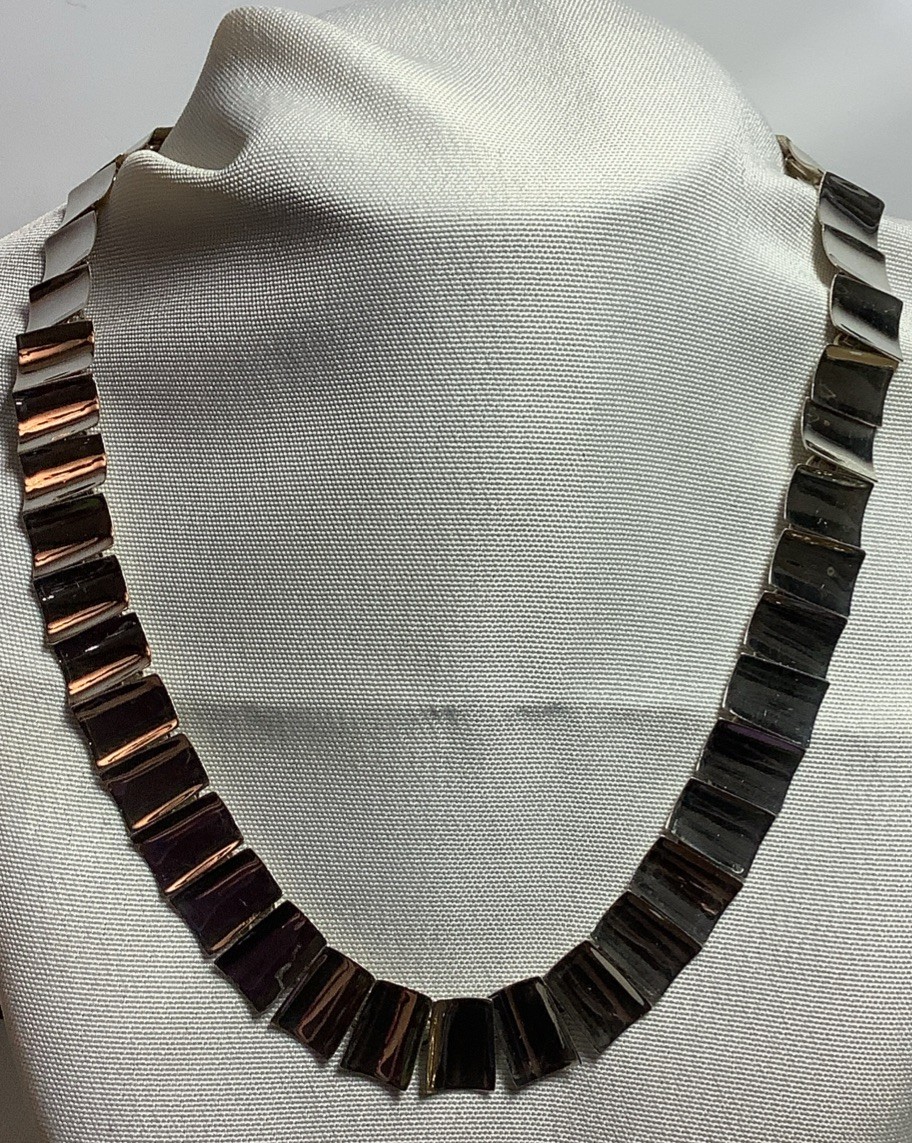 MT980 Stunning Vintage Mexican Sterling Silver Choker Necklace 42 Grams