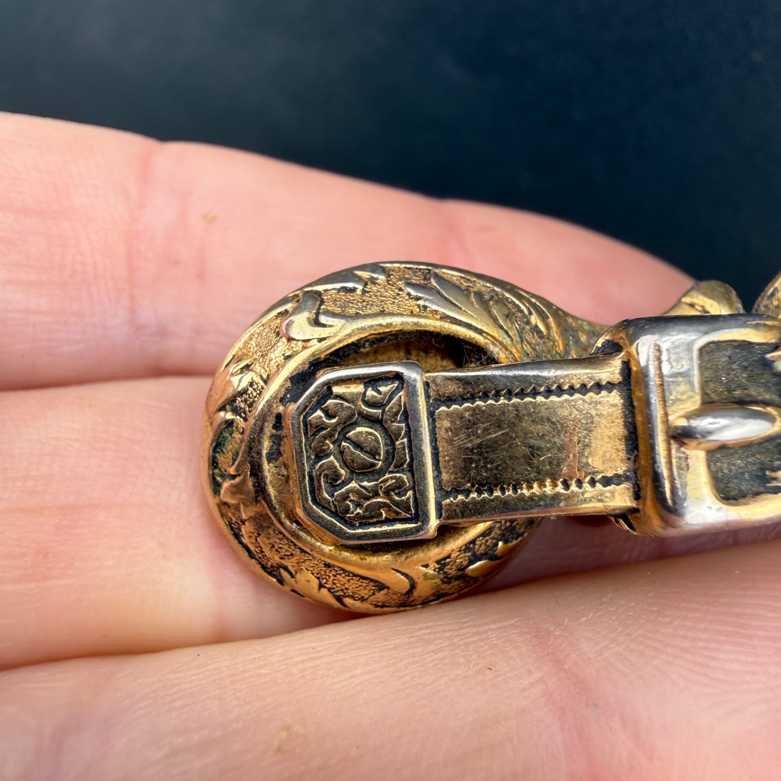 Vintage Gold Filled Brooch Victorian Revival Buckle