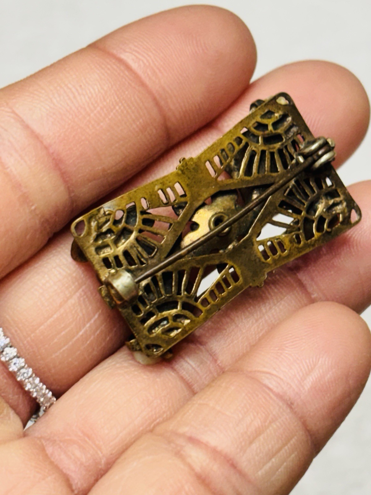 Vtg Unmarked Antique Victorian Floral Baroque Pearl Edwardian Mini Brooch Pin