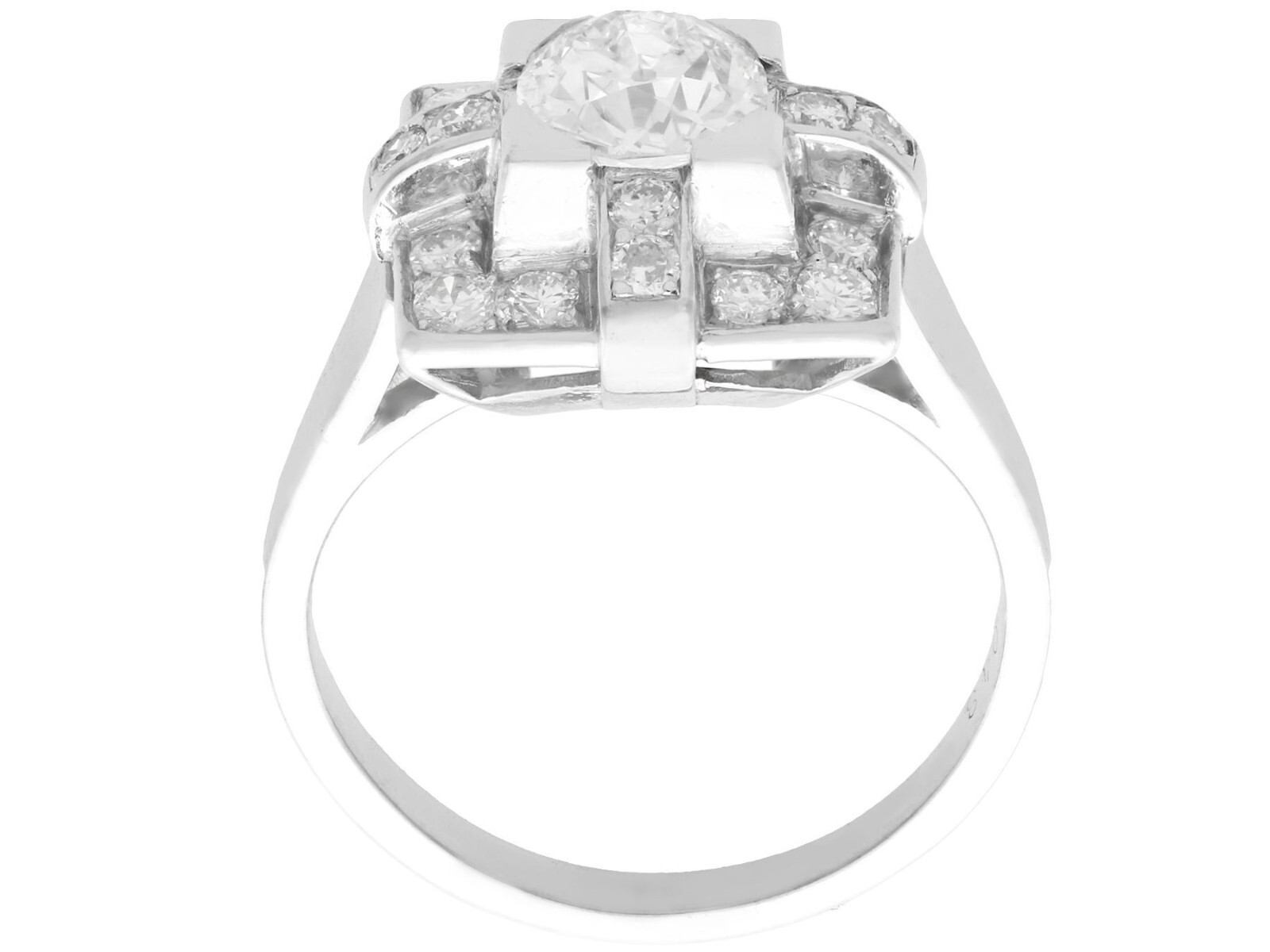 Vintage French 1.53 Ct Diamond and Platinum Dress Ring Art Deco 1940 Size 6.25