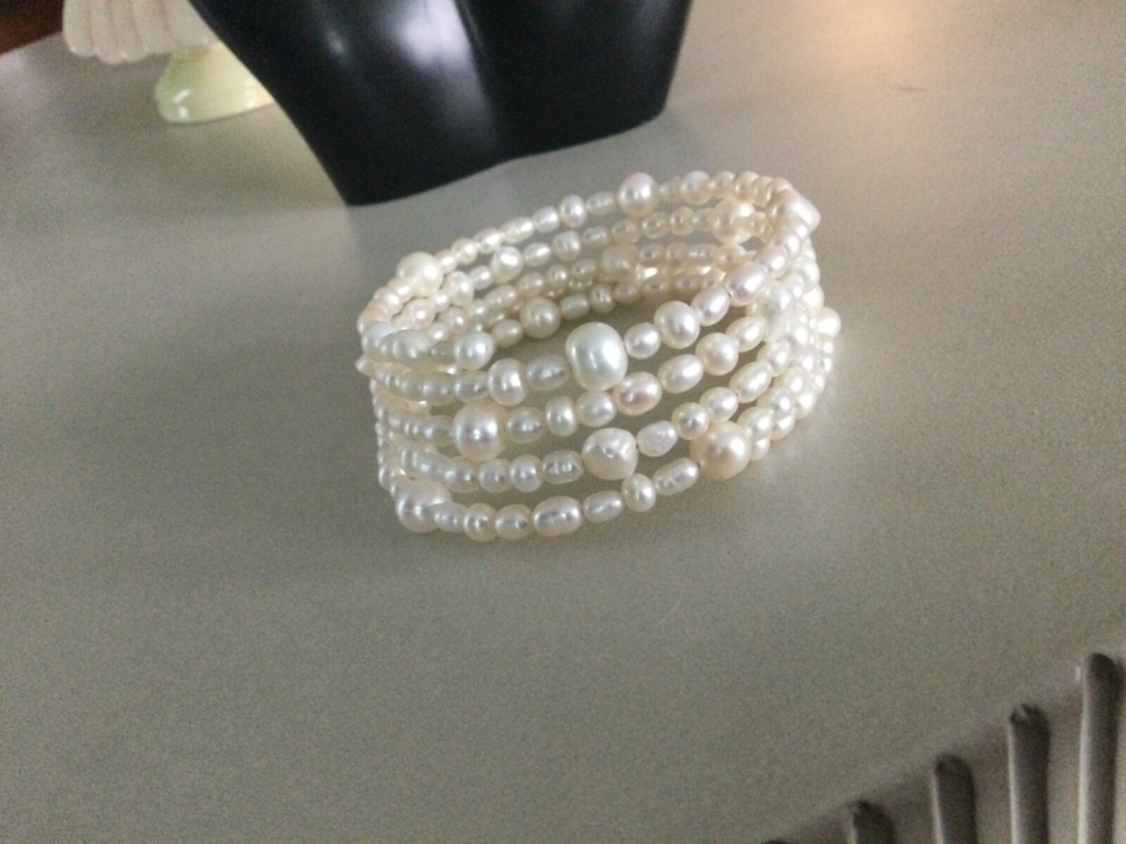 Vintage Real Baroque/ Fresh/ Cultured Pearl Stack Multi-Coil Wrap Bracelet