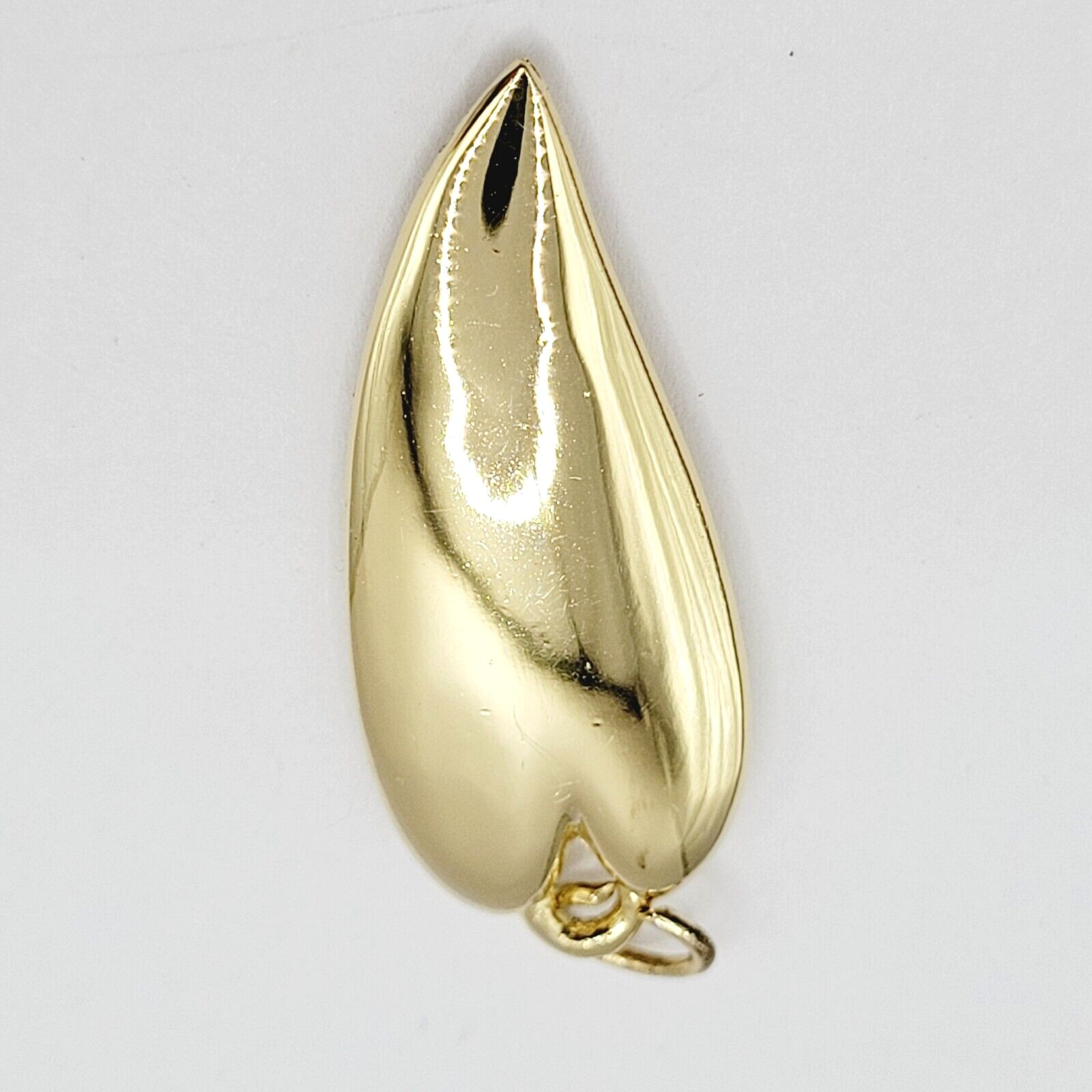 Modernist Heart Slim Curved Elongated Shape Light Puff Gold Tone Vintage Pendant