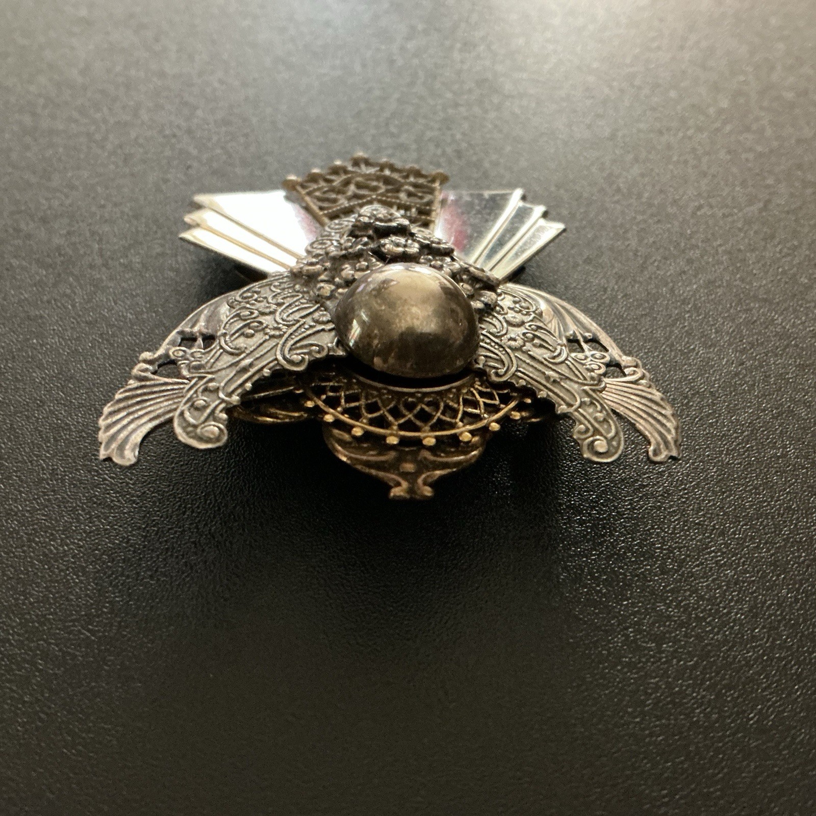 Vtg Brooch SilverT Angel 3” L 2-1/4” W Signed By Artist 1997 Memorial Ethereal