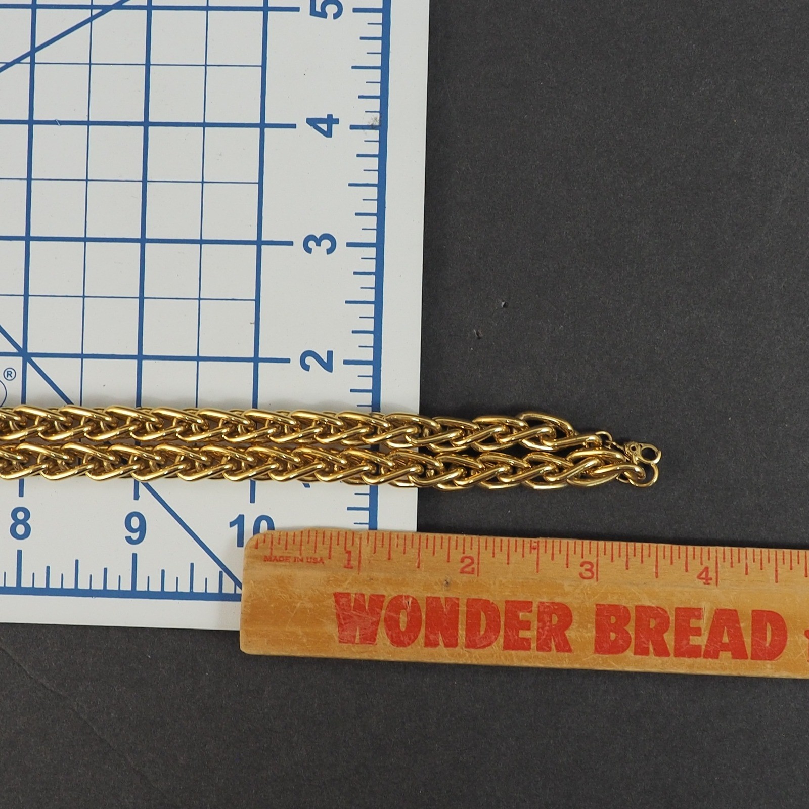 Monet Necklace Wheat Link Gold Tone 36″ Thick Chunky Braided Chain Heavy Vintage