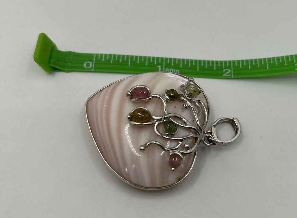 Vintage Pink Silver Tone Faux Gem Heart Pendant Costume Jewelry Fashion