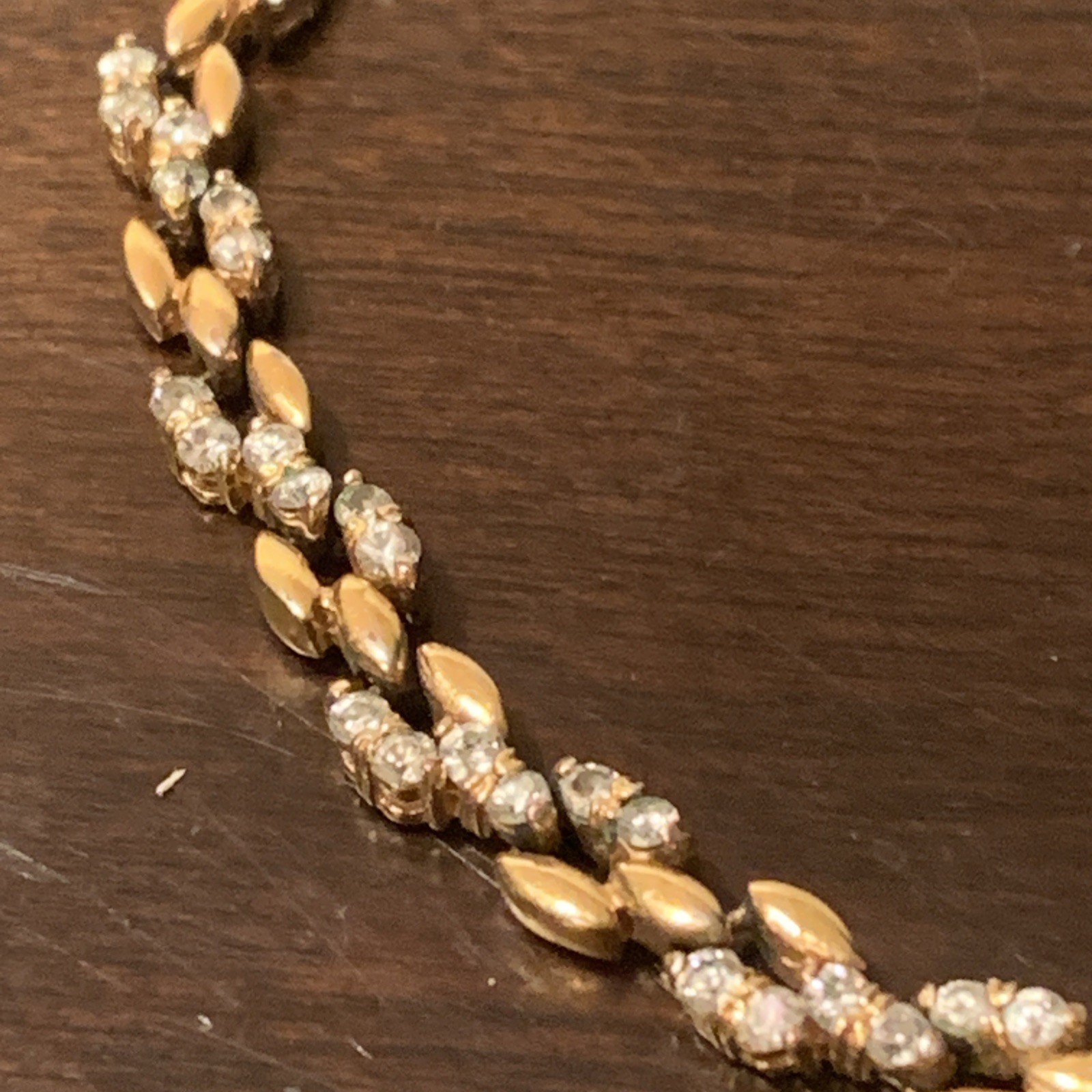Vtg. Yellow Goldtone & Rhinestone 7 1/2 Inch Tennis Bracelet – no Marks