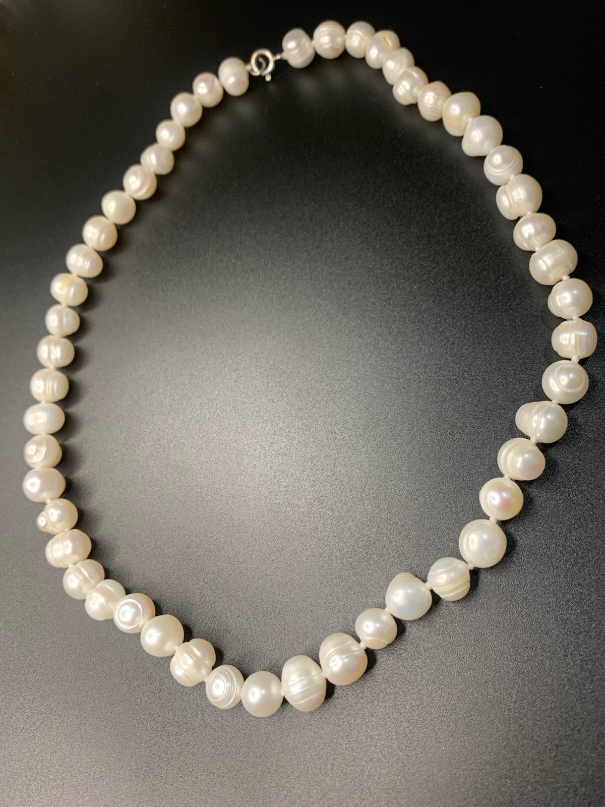 VTG Genuine Natural Freshwater Pearl 925 Sterling Silver Clasp Necklace 45cm