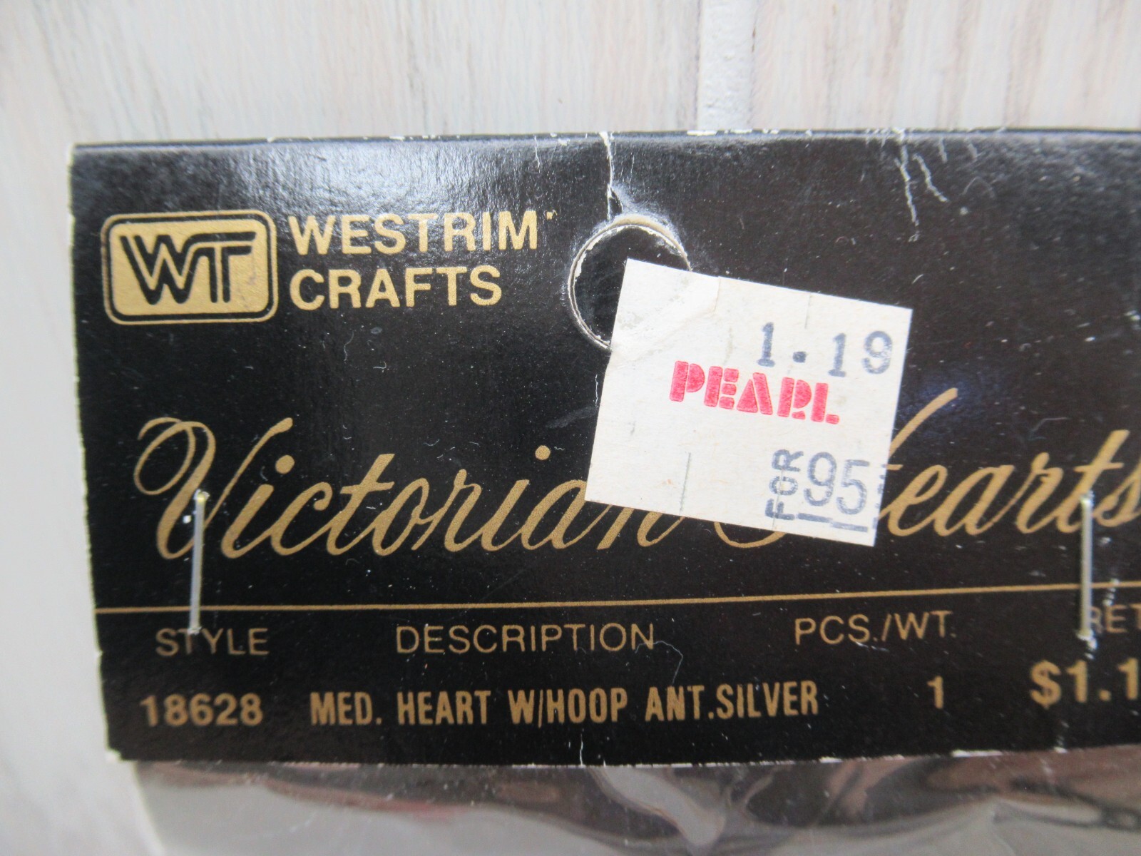 Western Crafts Victorian Hearts line silver tone heart charm sealed vintage