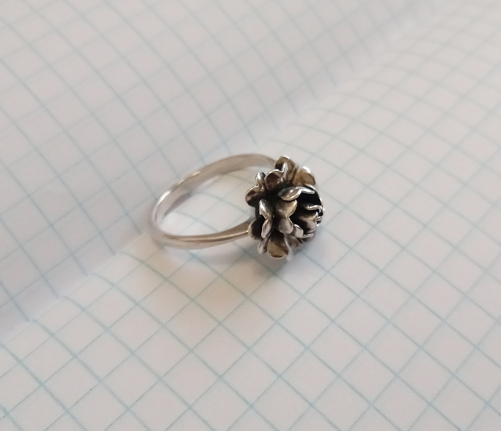 Vintage ring “Rose” Sterling Silver 875 star USSR time Women Jewelry size 8.5