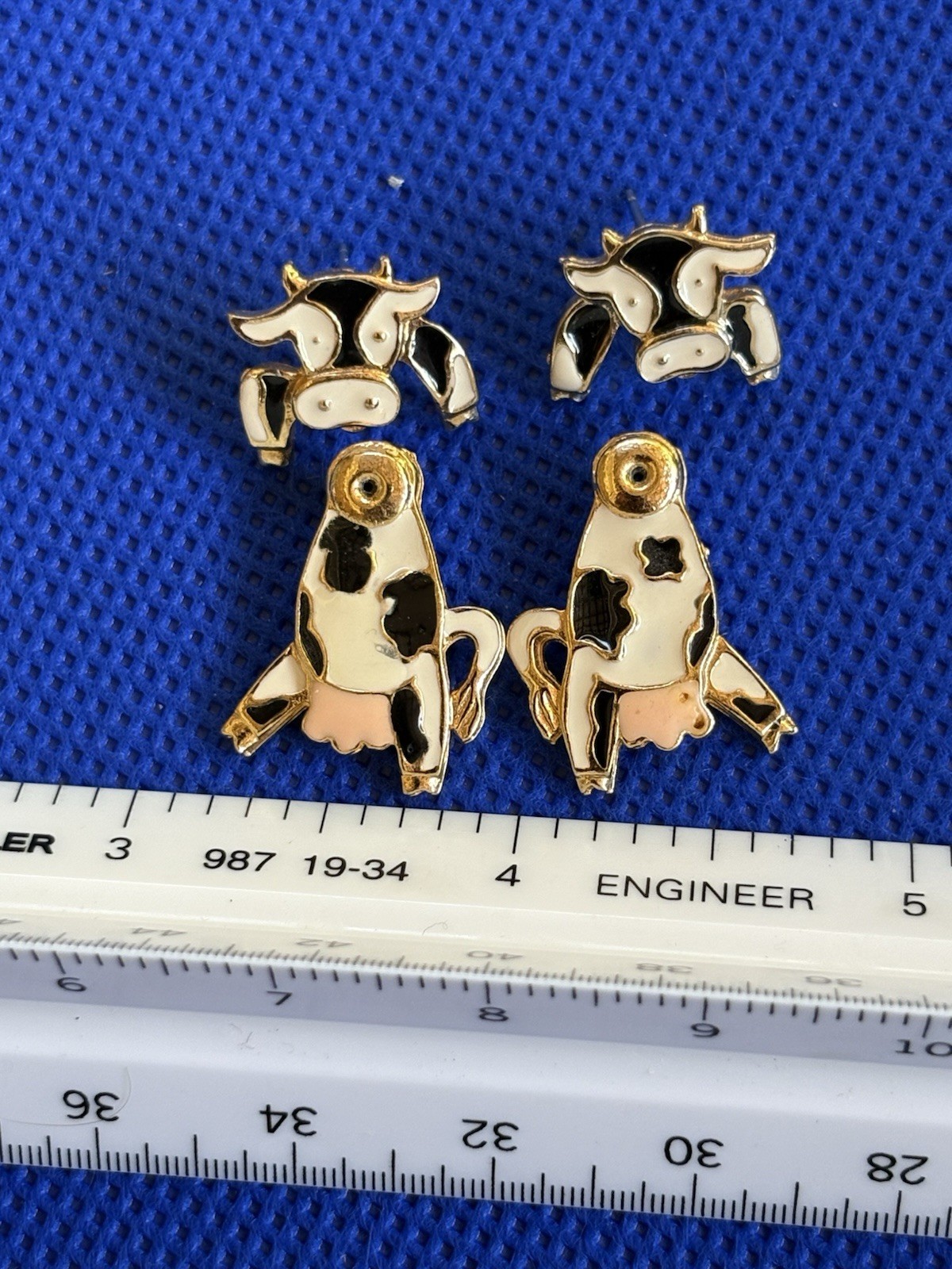Vintage Moveable Cow Pierced Earrings Cow Lovers Earring Jewelry Farm