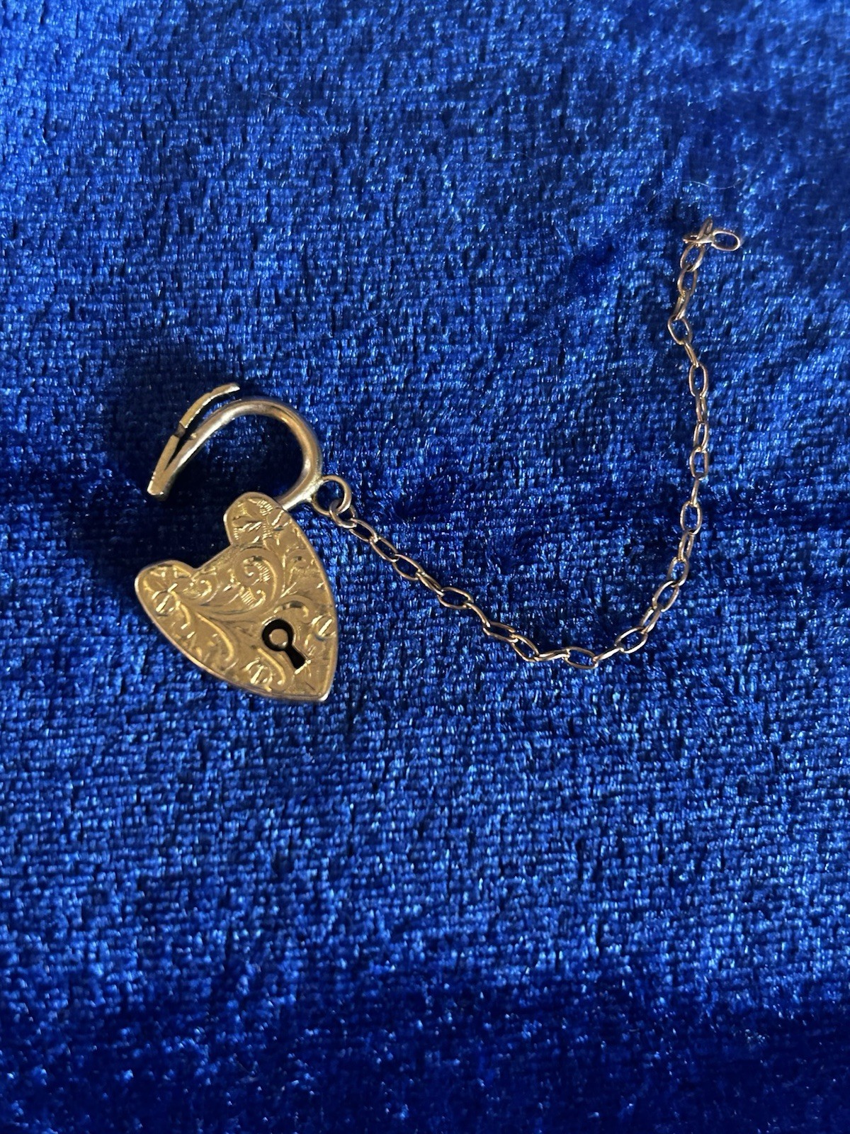 Vintage Circa30s 9ct Solid Gold Padlock Pendant or Charm With Floral Scrolls Old