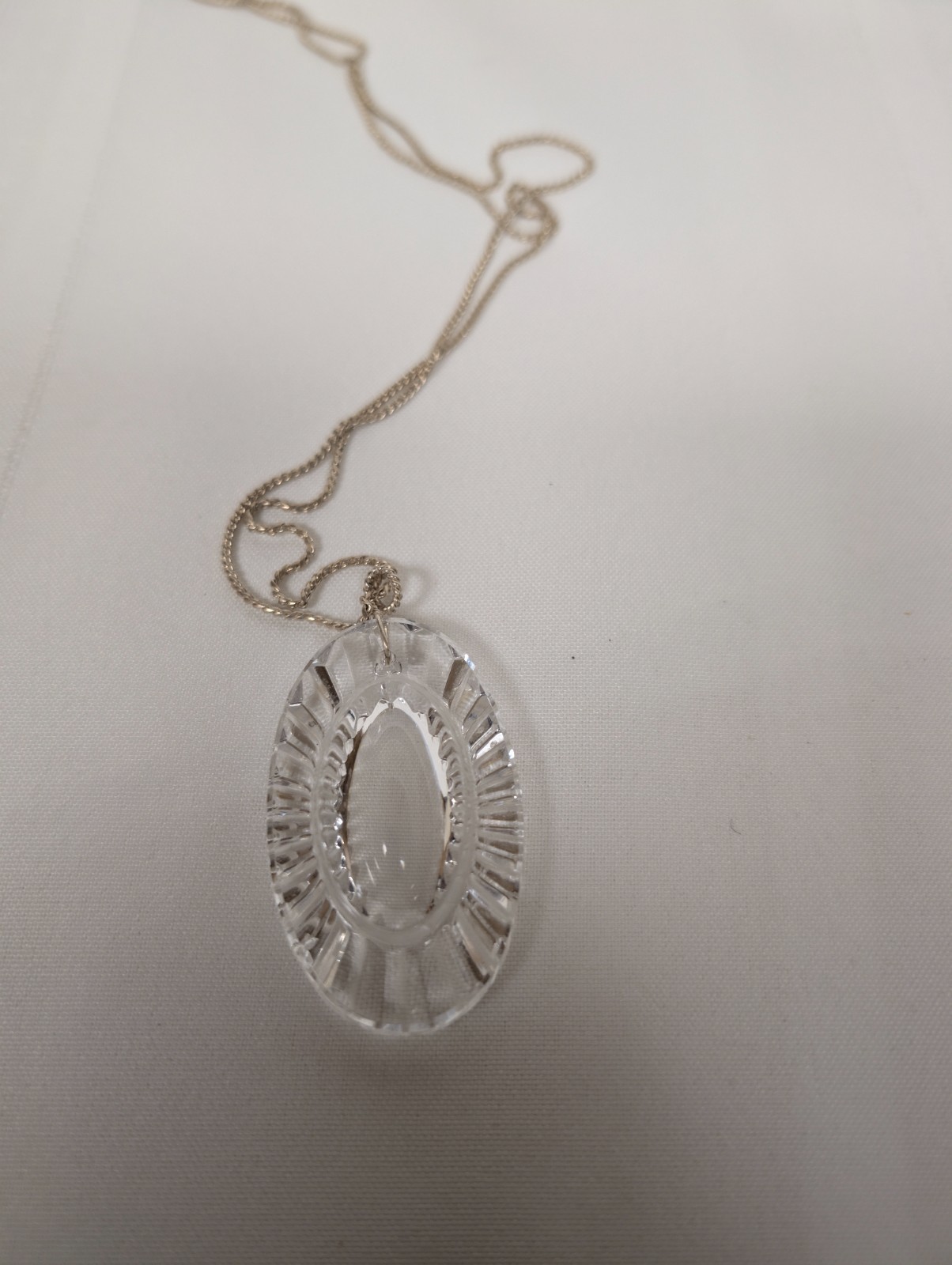 Vintage Waterford Crystal Large Pendant 925 Silver Chain Necklace