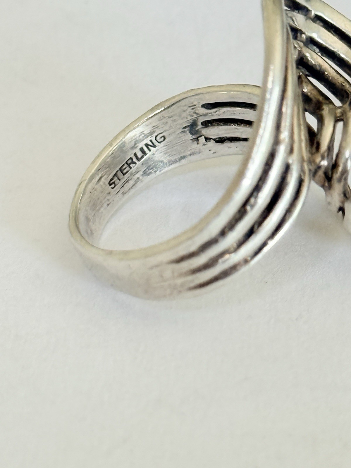 Vintage Signed Otto Robert Bade ORB Modernist Sterling Silver Ring Size 8