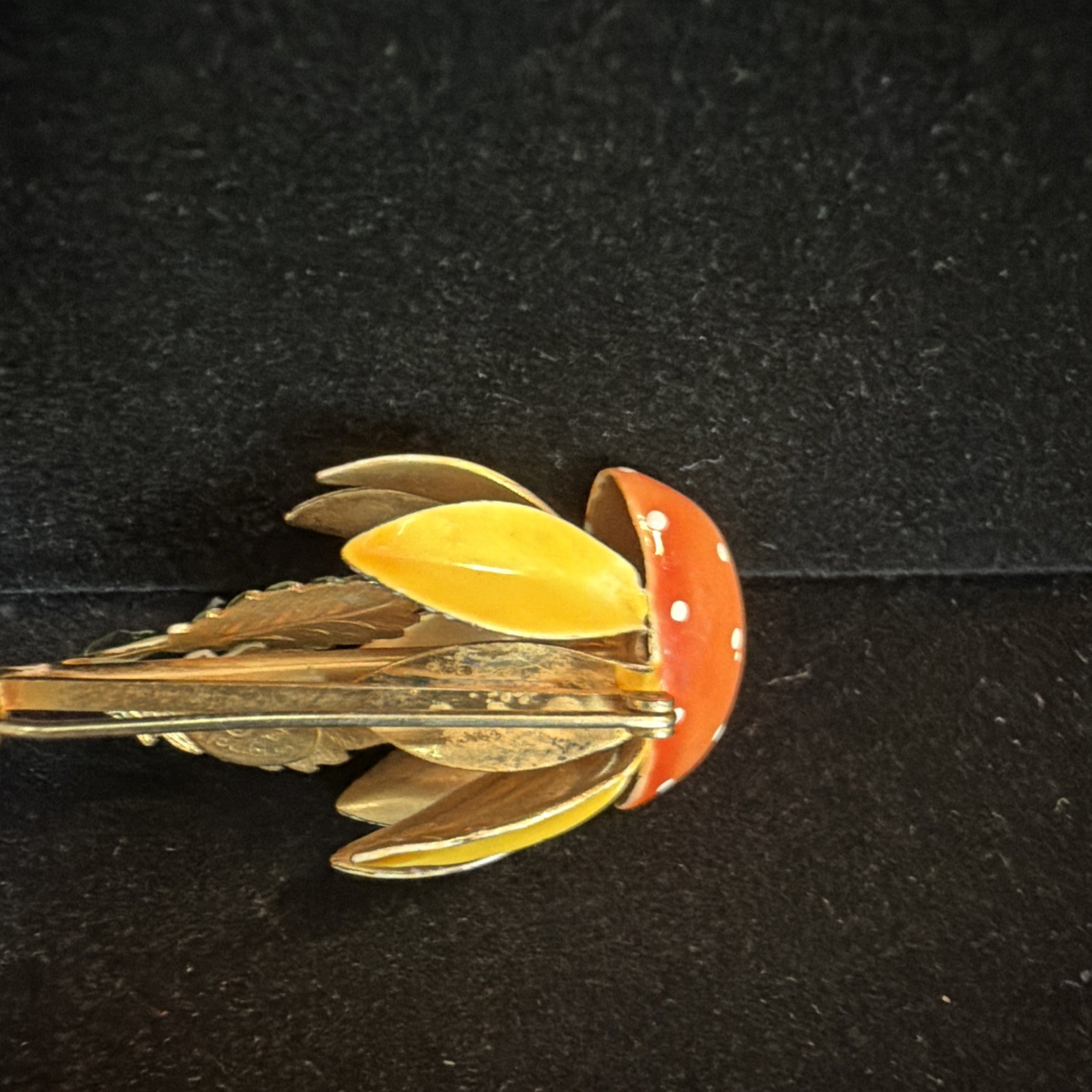 Original by Robert Enamel Flower Brooch Pin Yellow and Orange Daisy SPRING -READ