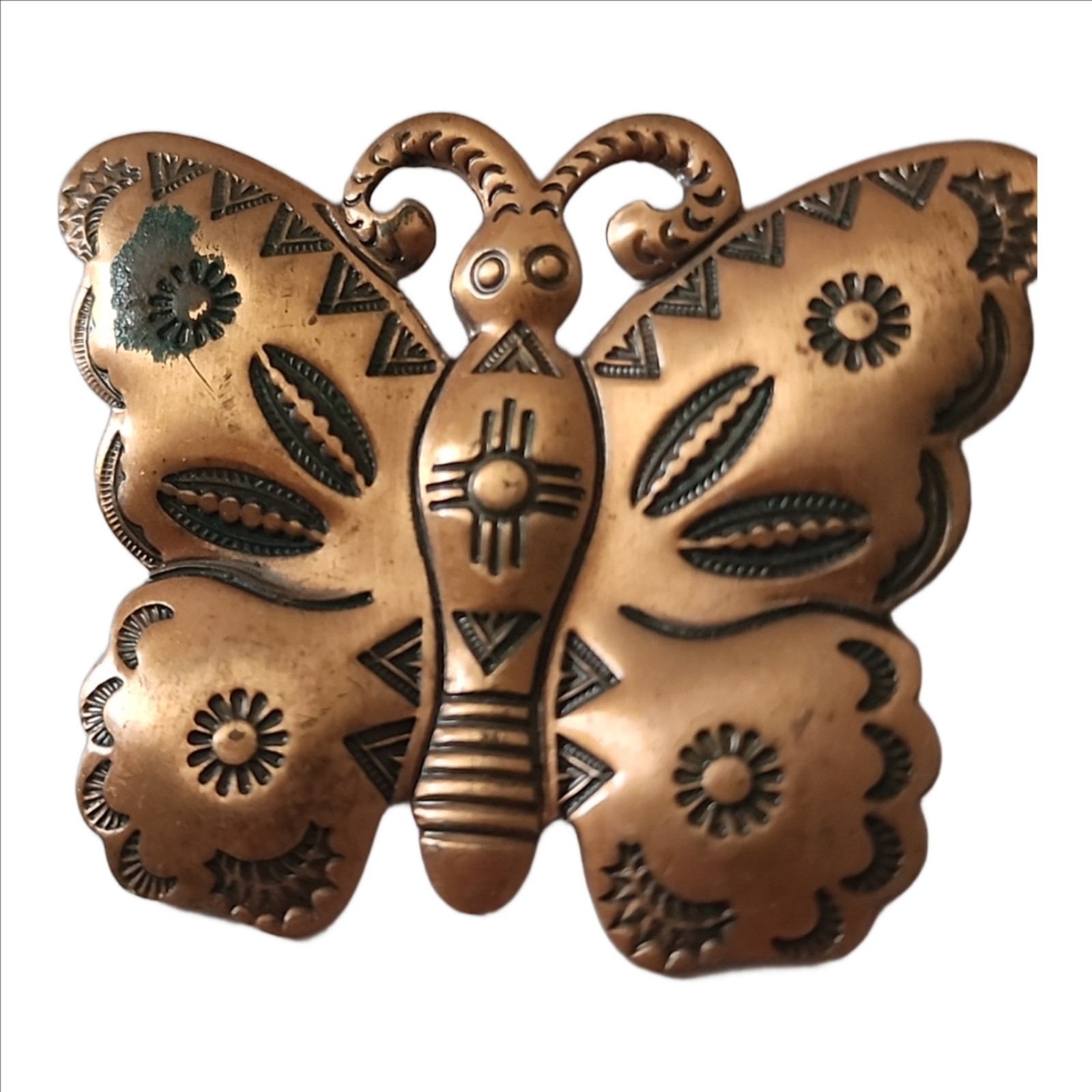 Vintage 1940 Post Native American Western Copper Butterfly Brooch
