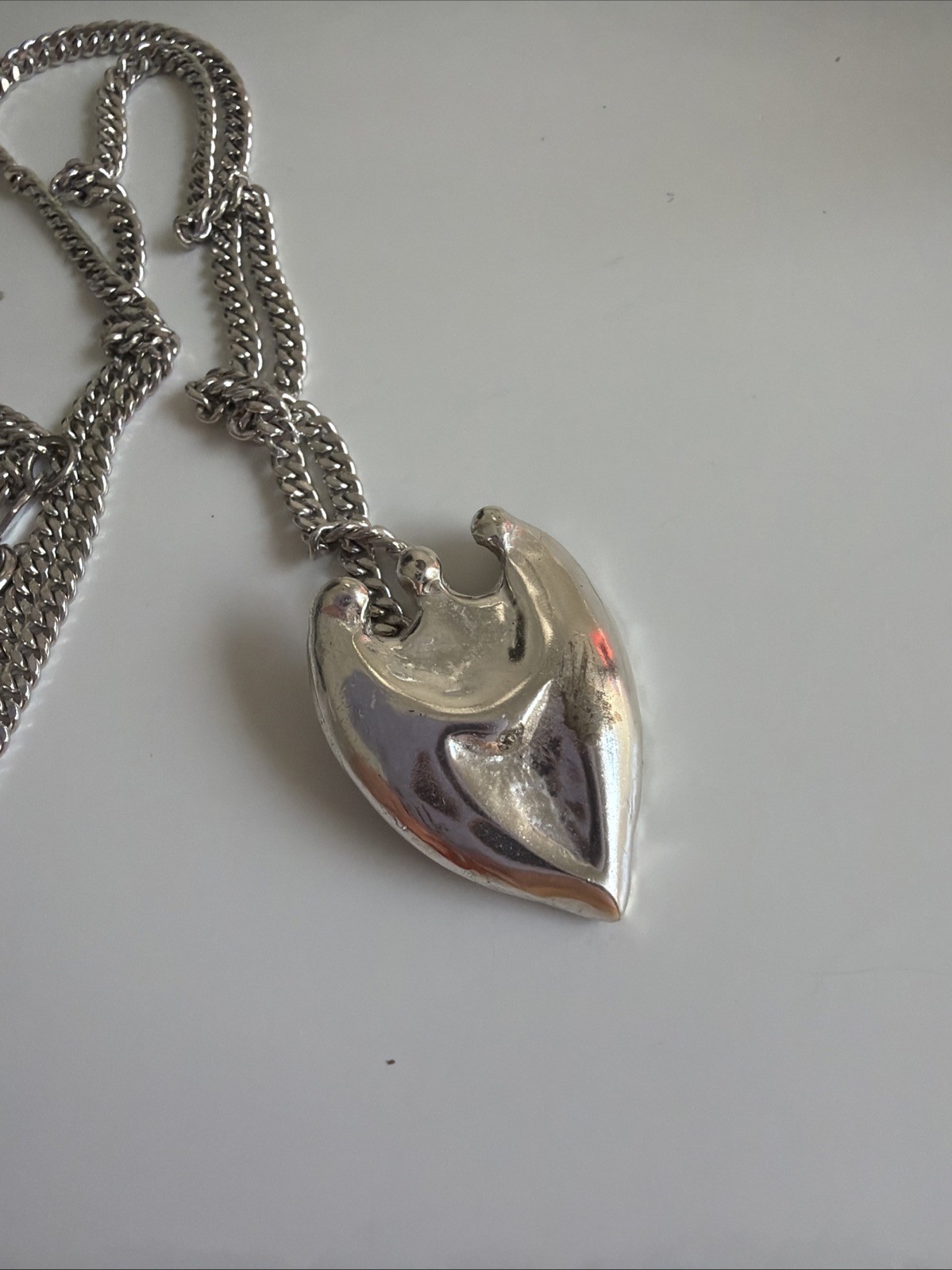 Vintage Heart 3 People Person Silver Charm Necklace Chain Jewelry Lela Angel CIN