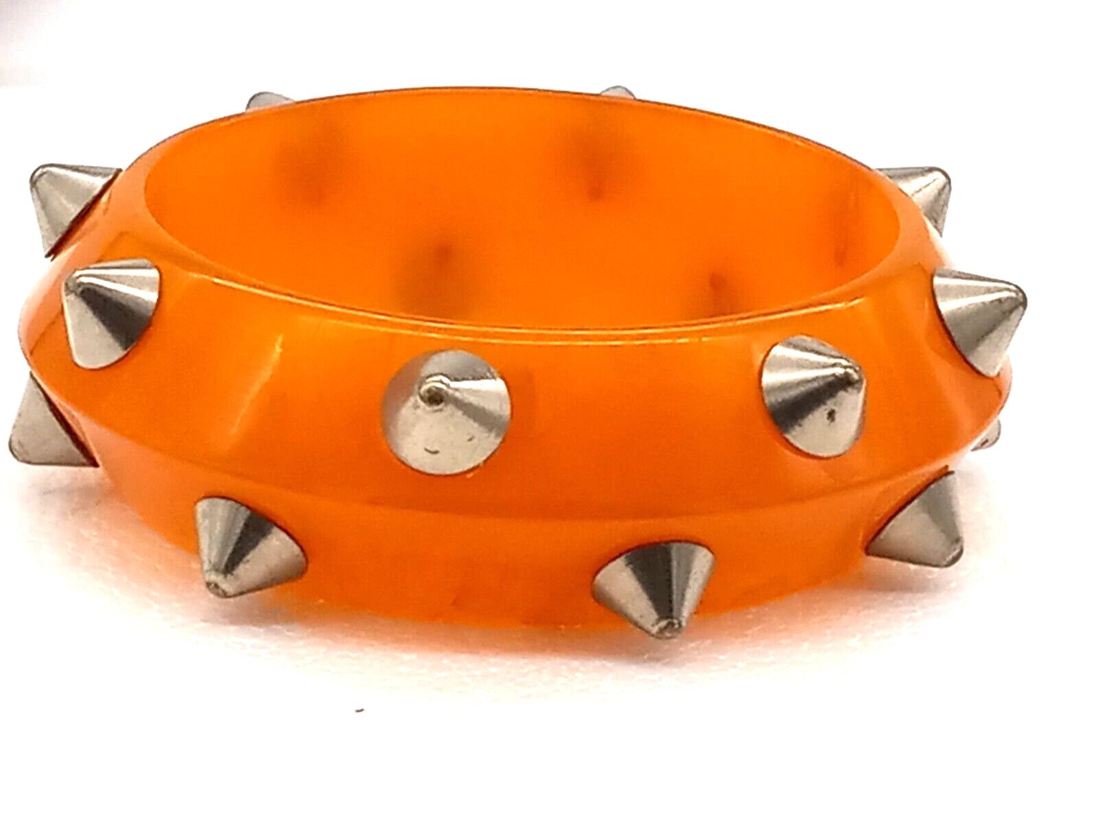 Vintage Mid Century Butterscotch Egg Yolk Amber Bakelite Spike Bangle Rare 64g
